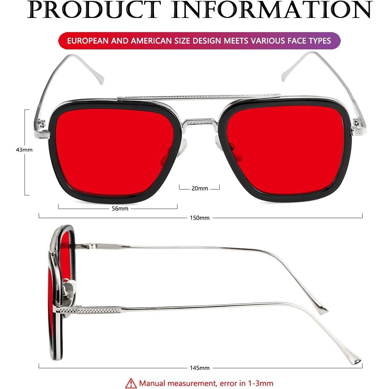 Gafas de sol AIEYEZO Tony Stark Cuadradas Metal UV 100%