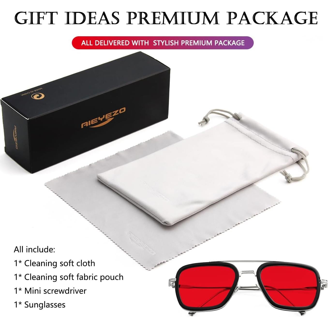 Gafas de sol AIEYEZO Tony Stark Cuadradas Metal UV 100%