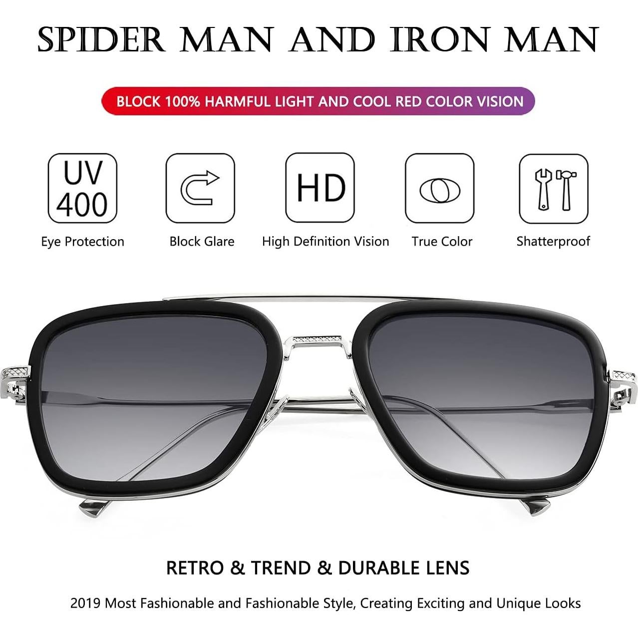 Gafas de sol AIEYEZO Tony Stark Cuadradas UV 100%