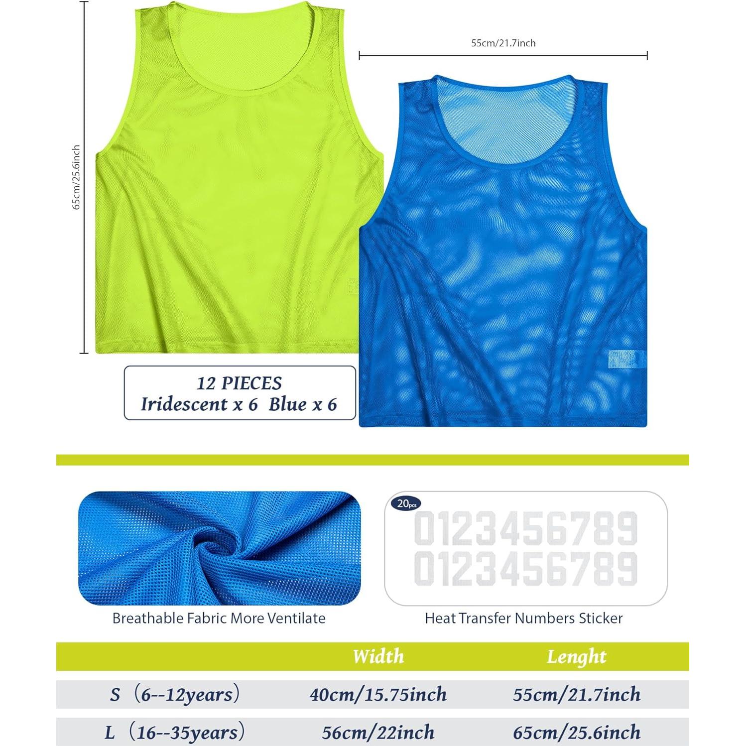 Chalecos de Scrimmage Boyiee para Jóvenes - Malla Nylon 12 Piezas