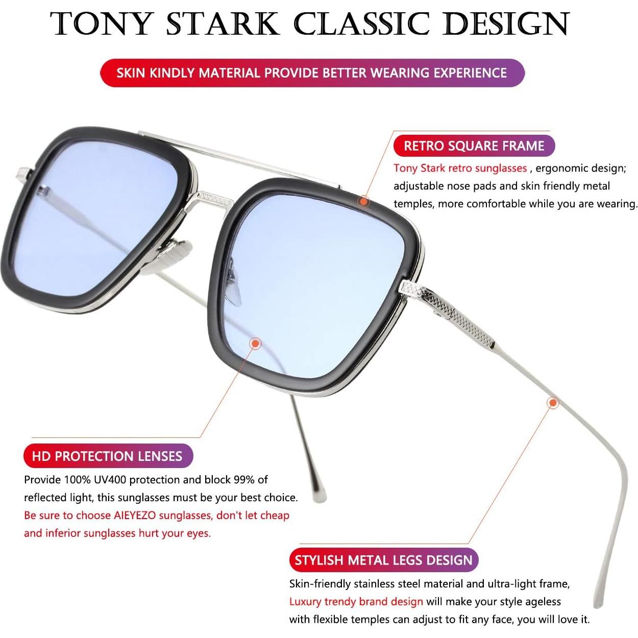 Gafas de sol AIEYEZO Tony Stark Cuadradas UV 100%