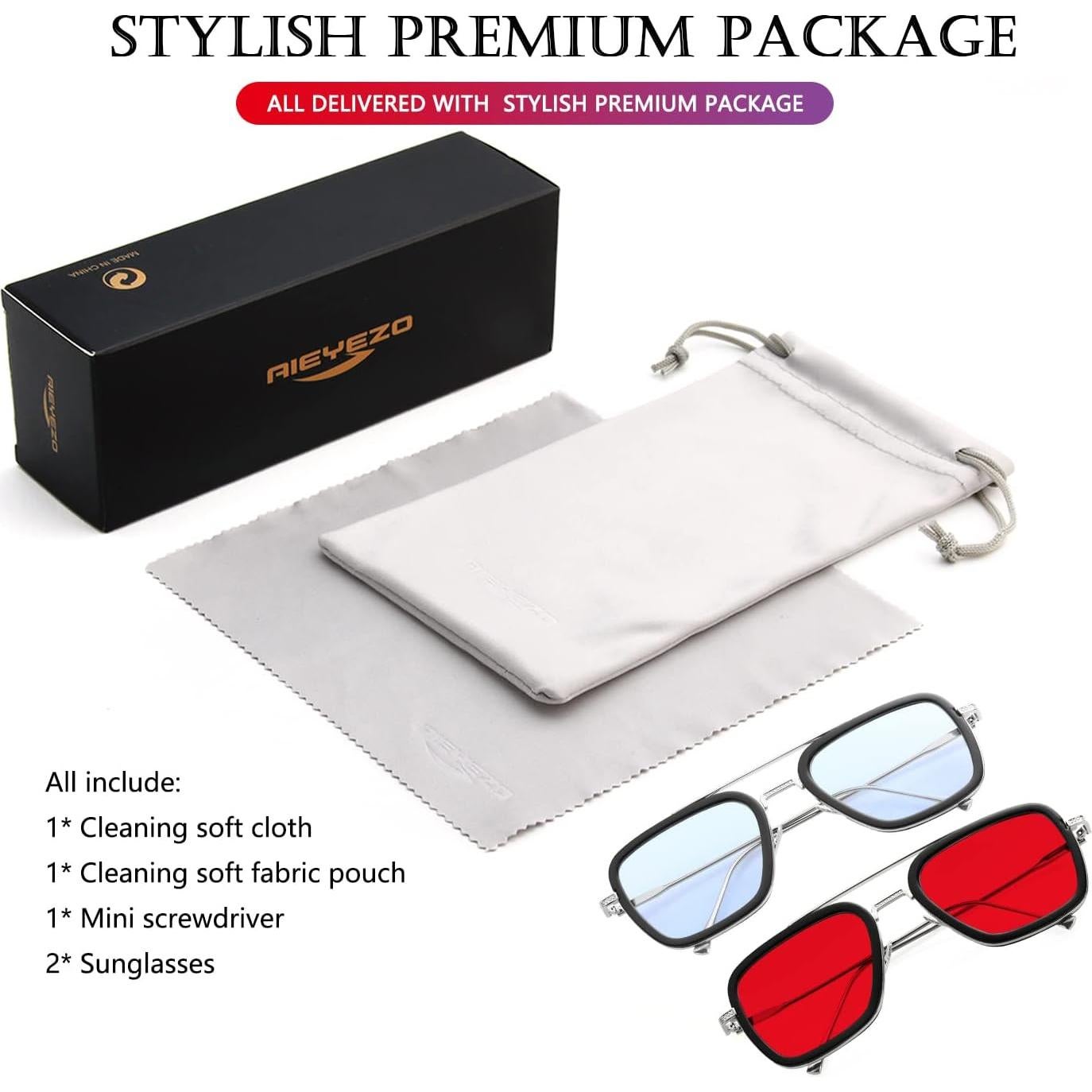 Gafas de sol AIEYEZO Tony Stark Cuadradas UV 100%