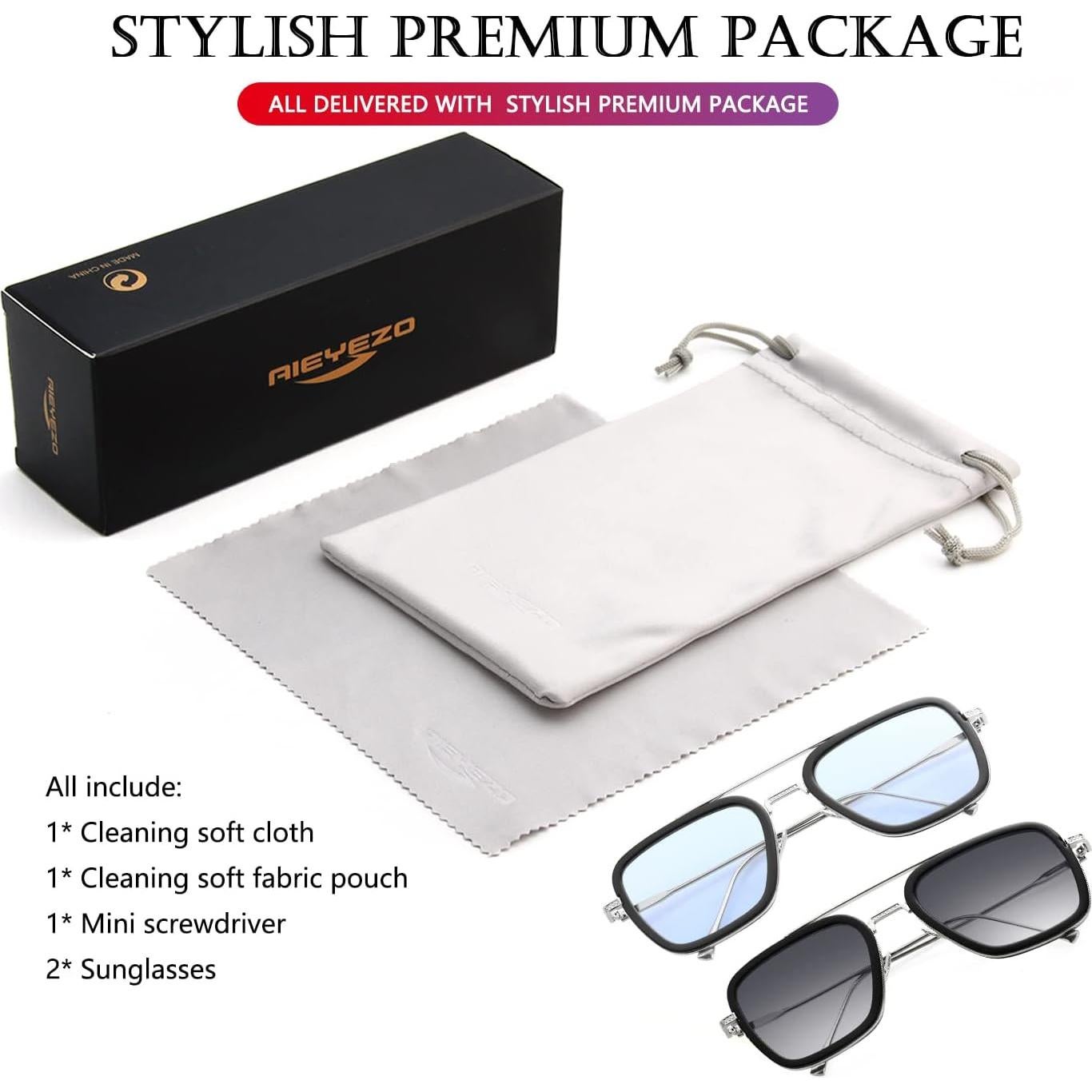 Gafas de sol AIEYEZO Tony Stark Cuadradas UV 100%