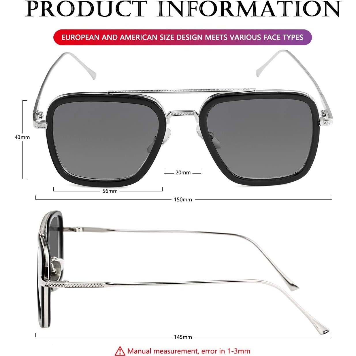 Gafas de sol AIEYEZO Tony Stark Cuadradas UV 100%