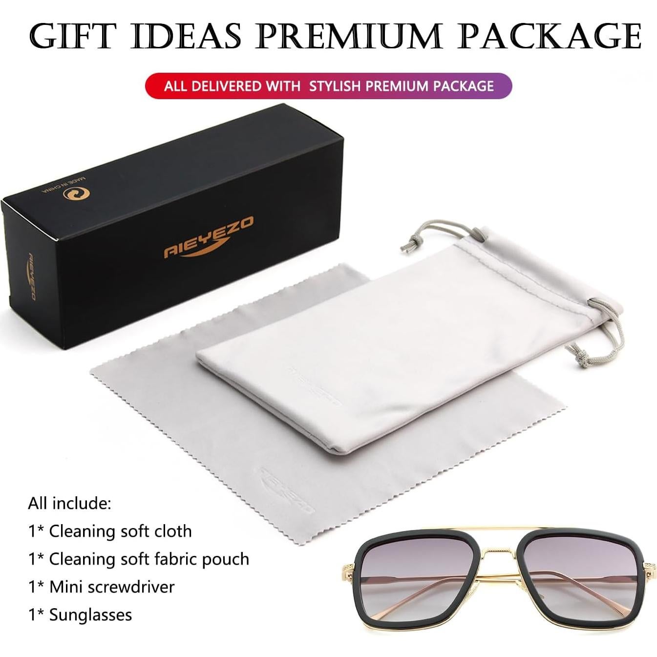 Gafas de sol AIEYEZO Tony Stark Cuadradas UV 100%