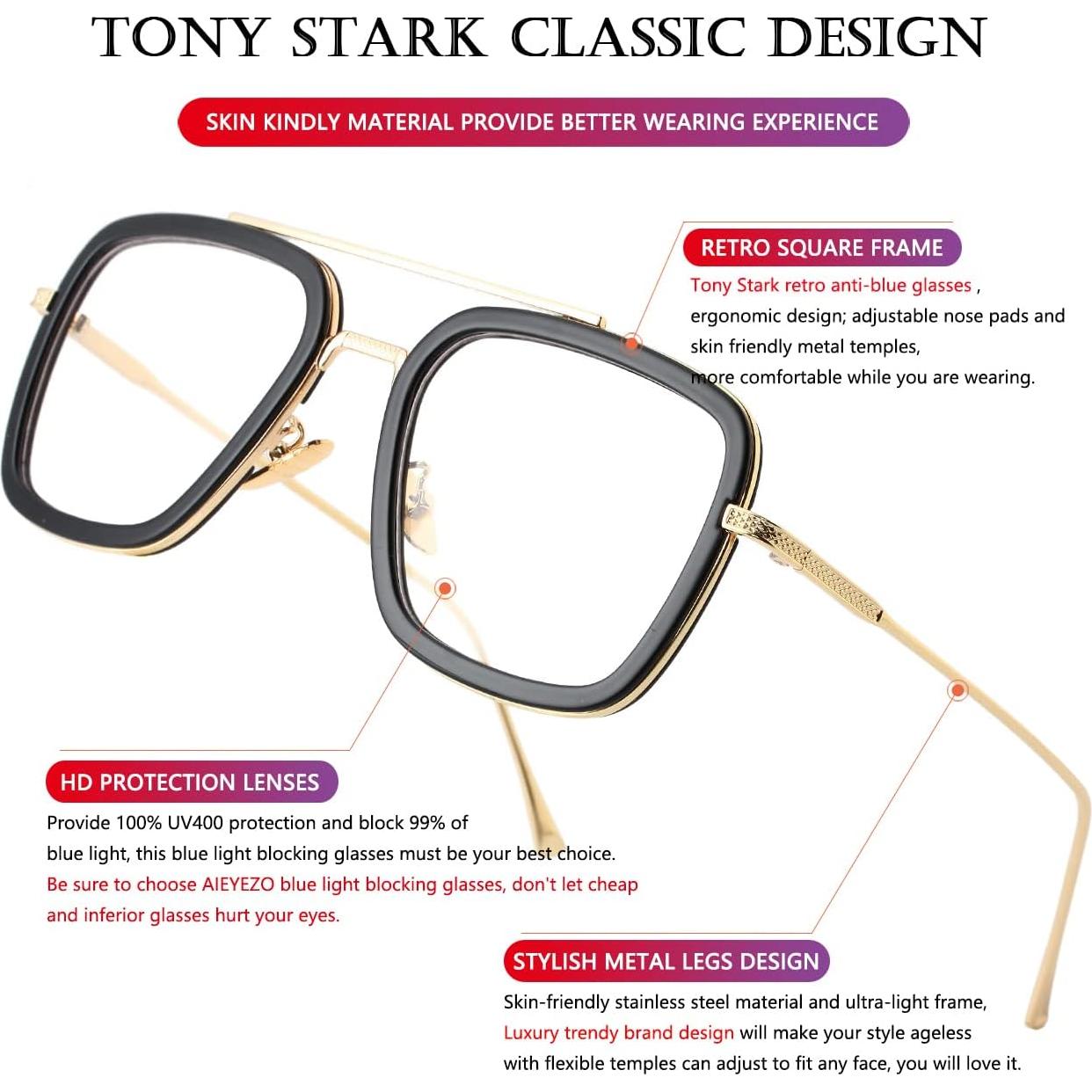 Gafas de Sol AIEYEZO Tony Stark Cuadradas UV 100%