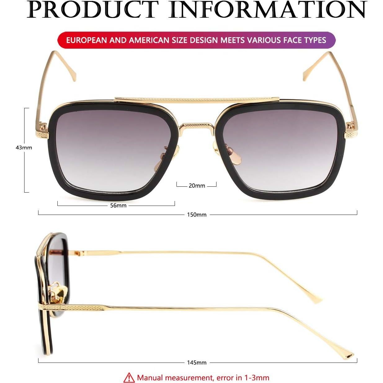 Gafas de sol AIEYEZO Tony Stark Cuadradas UV 100%