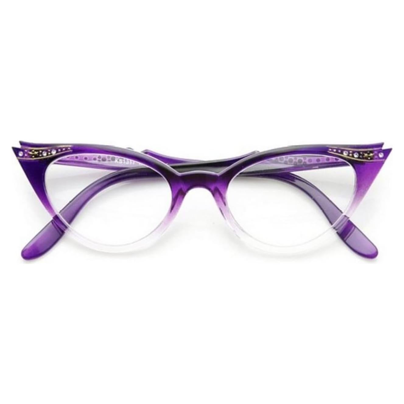 Gafas de ojo de gato transparentes 80s con strass