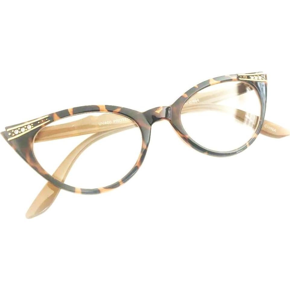 Gafas Ojo de Gato Marrón Havanna con Rhinestones