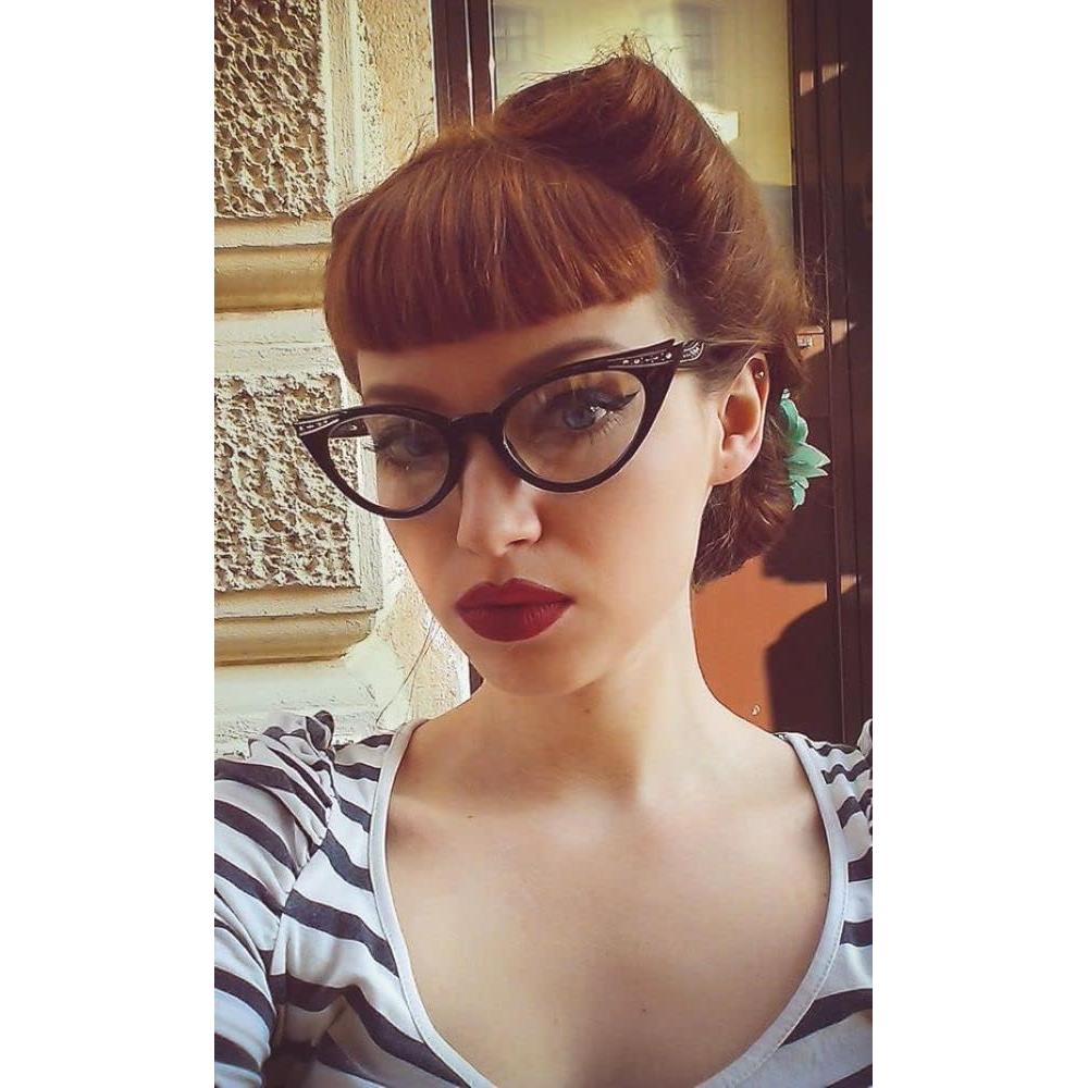 Gafas Ojo de Gato Carey con Rhinestones Vintage 80s