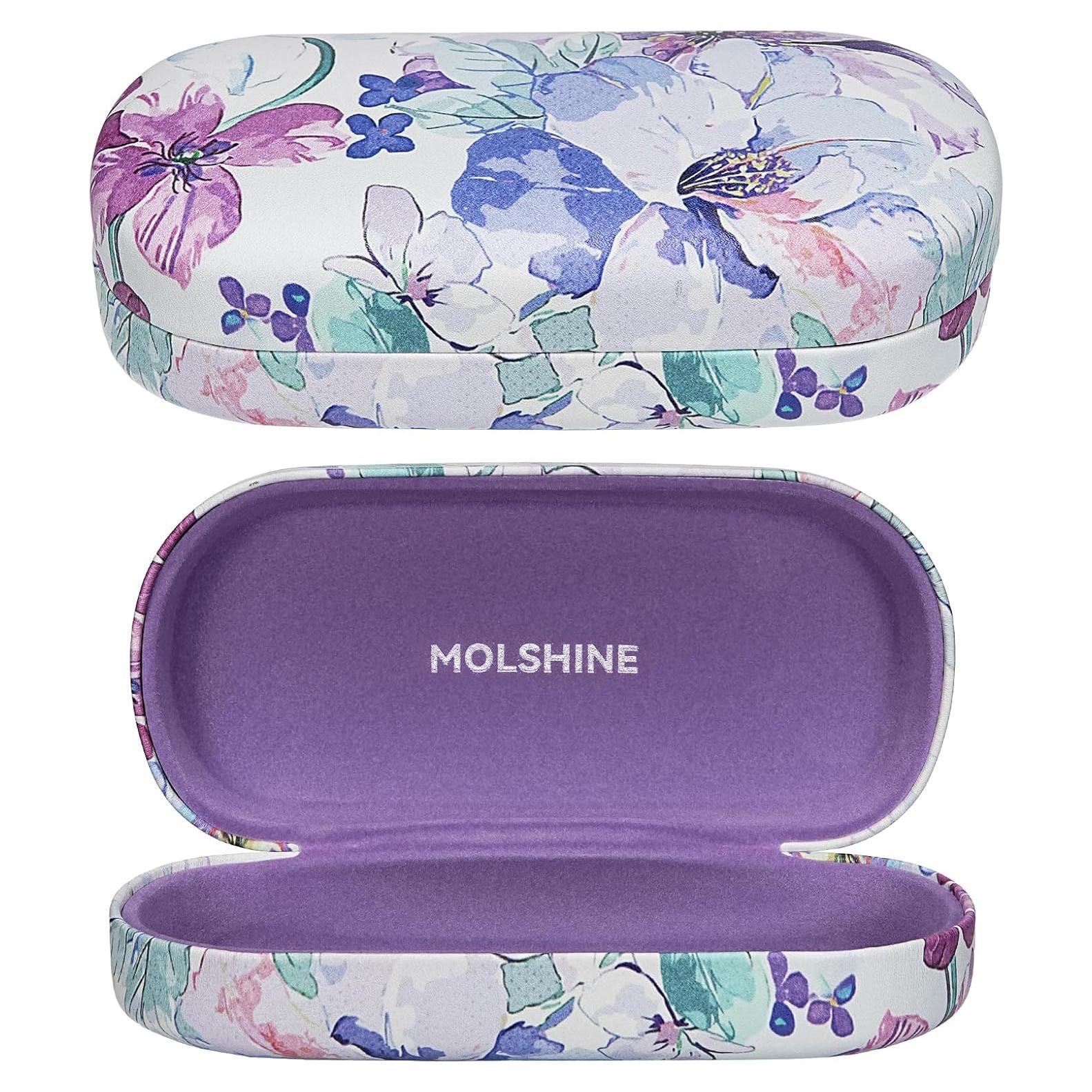Funda Dura para Gafas de Sol Molshine - Grande, Azul Floral