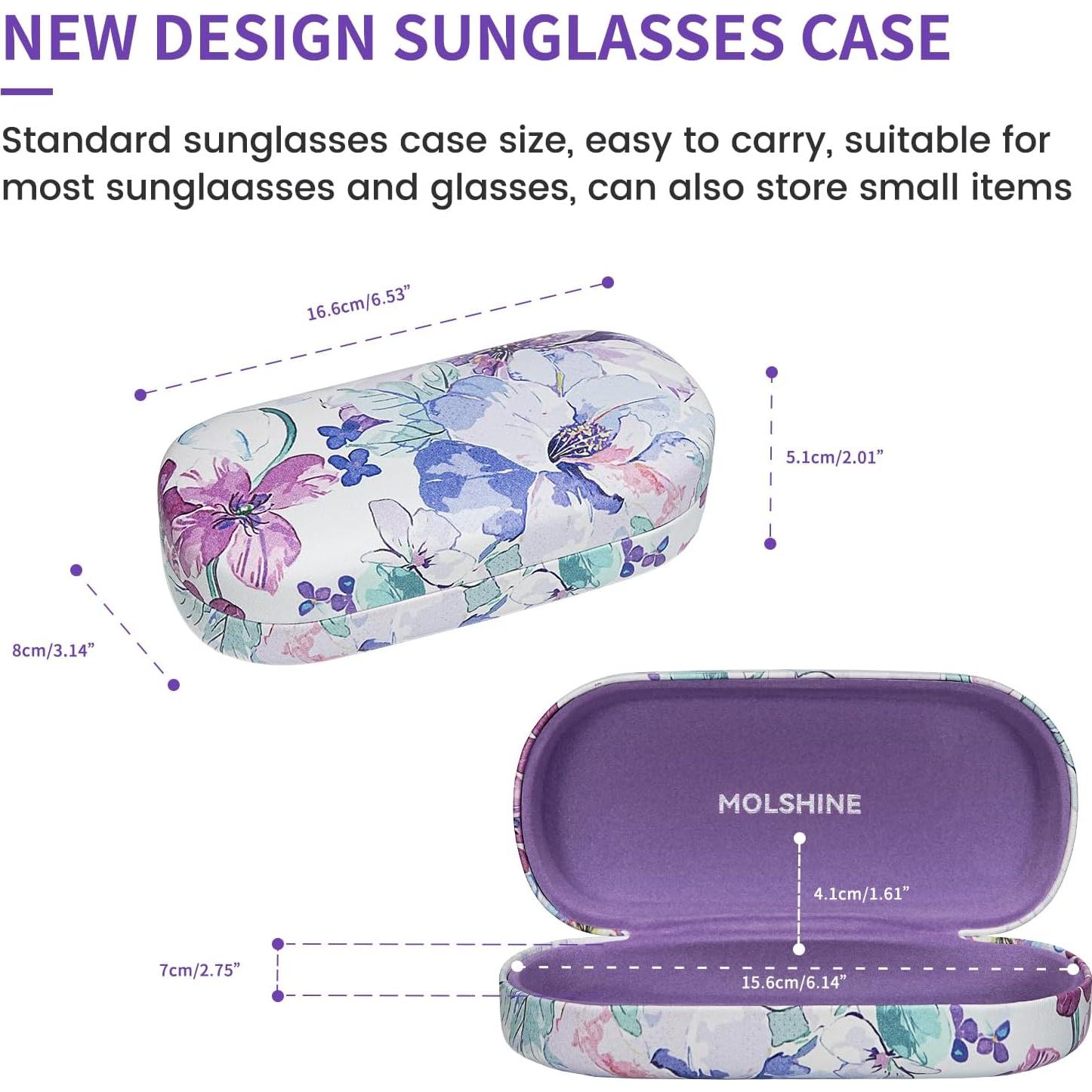 Funda Dura para Gafas de Sol Molshine - Grande, Azul Floral