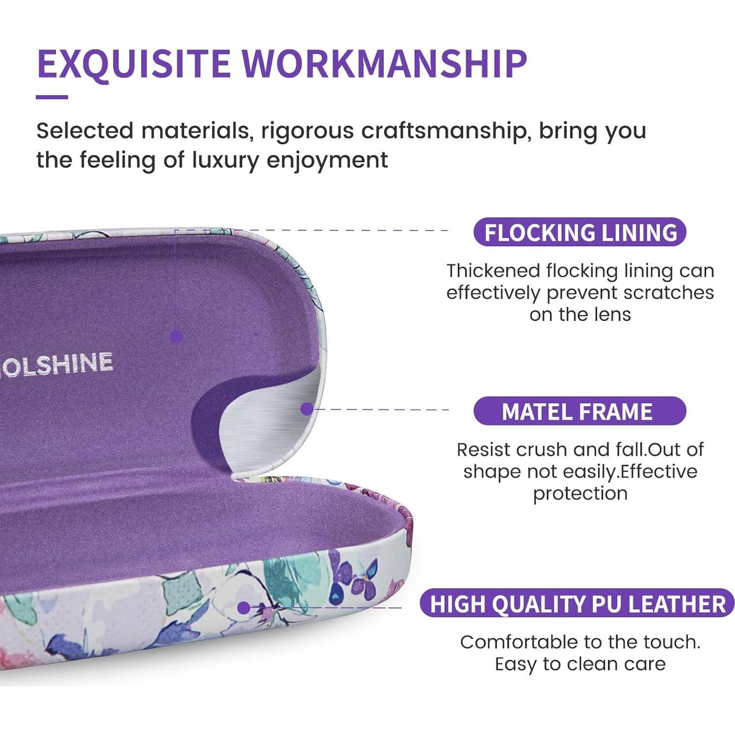 Funda Dura para Gafas de Sol Molshine - Grande, Azul Floral