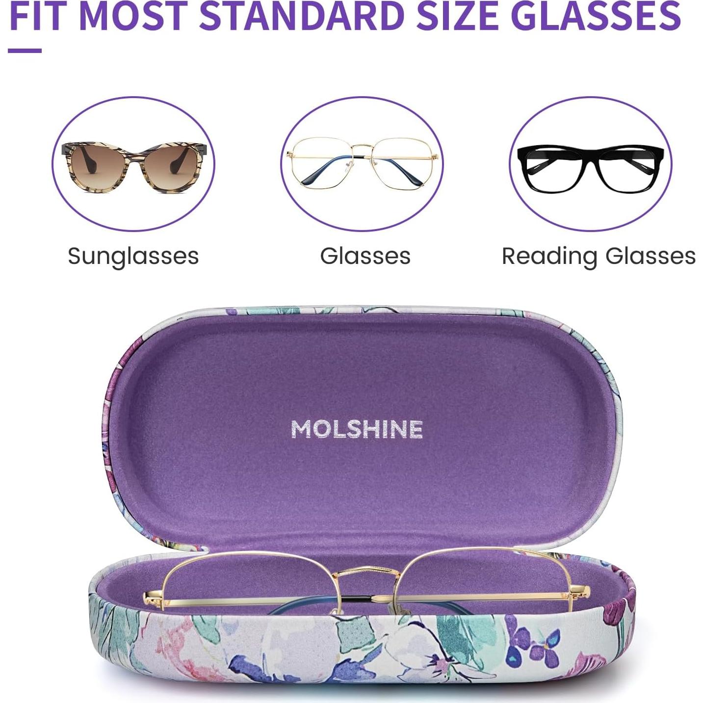 Funda Dura para Gafas de Sol Molshine - Grande, Azul Floral