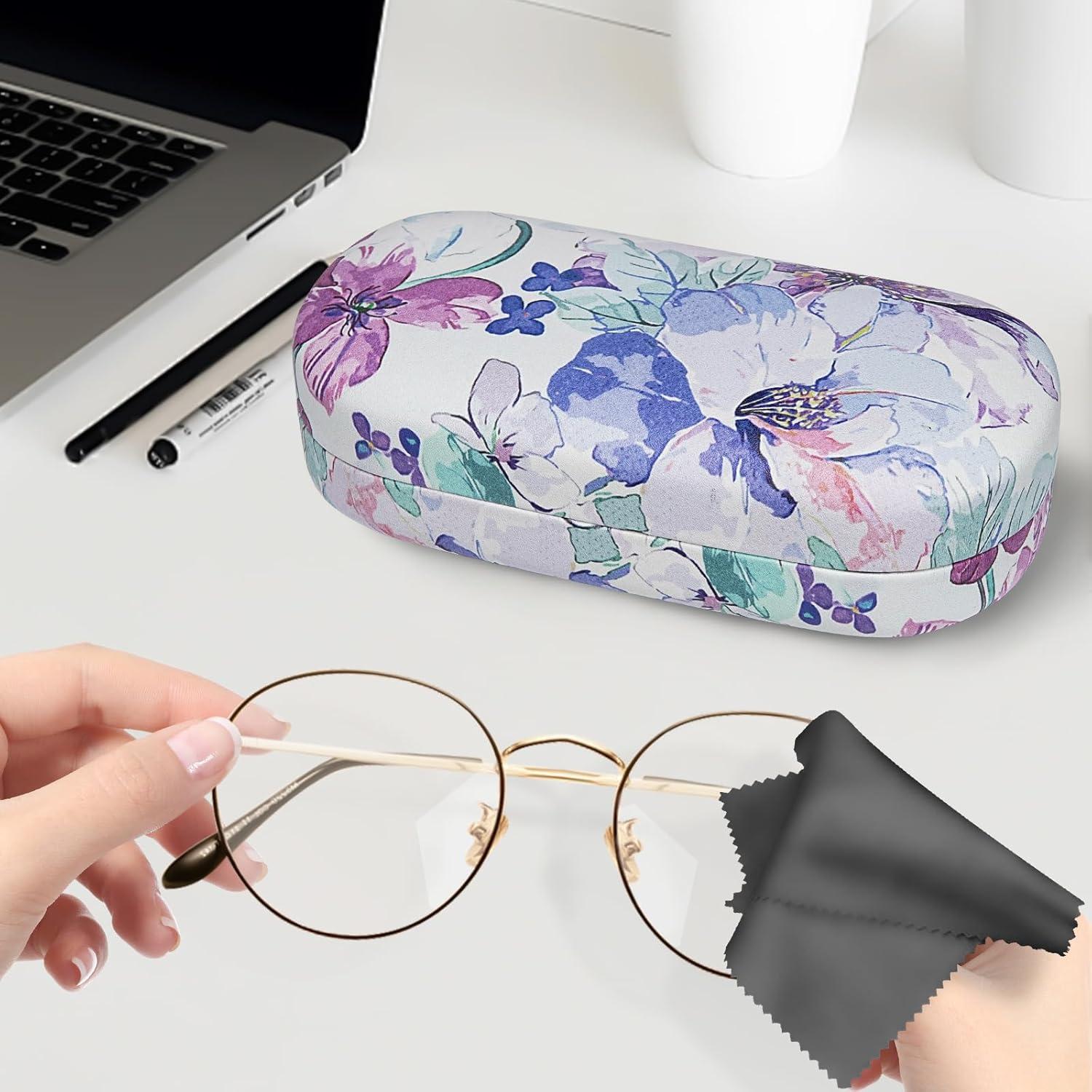 Funda Dura para Gafas de Sol Molshine - Grande, Azul Floral