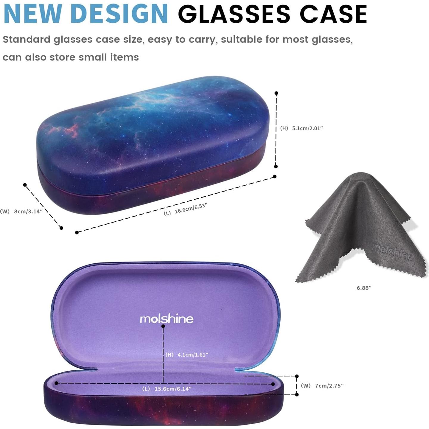 Funda Dura Molshine para Gafas de Sol Grande Color Púrpura