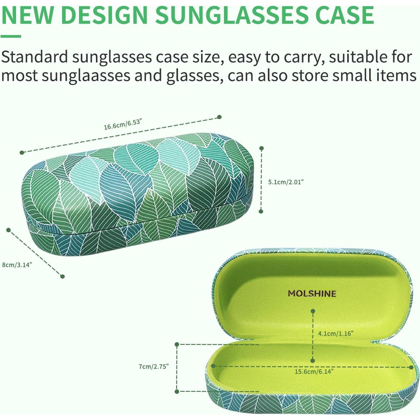 Molshine Funda Dura para Gafas de Sol Grande Color Hojas