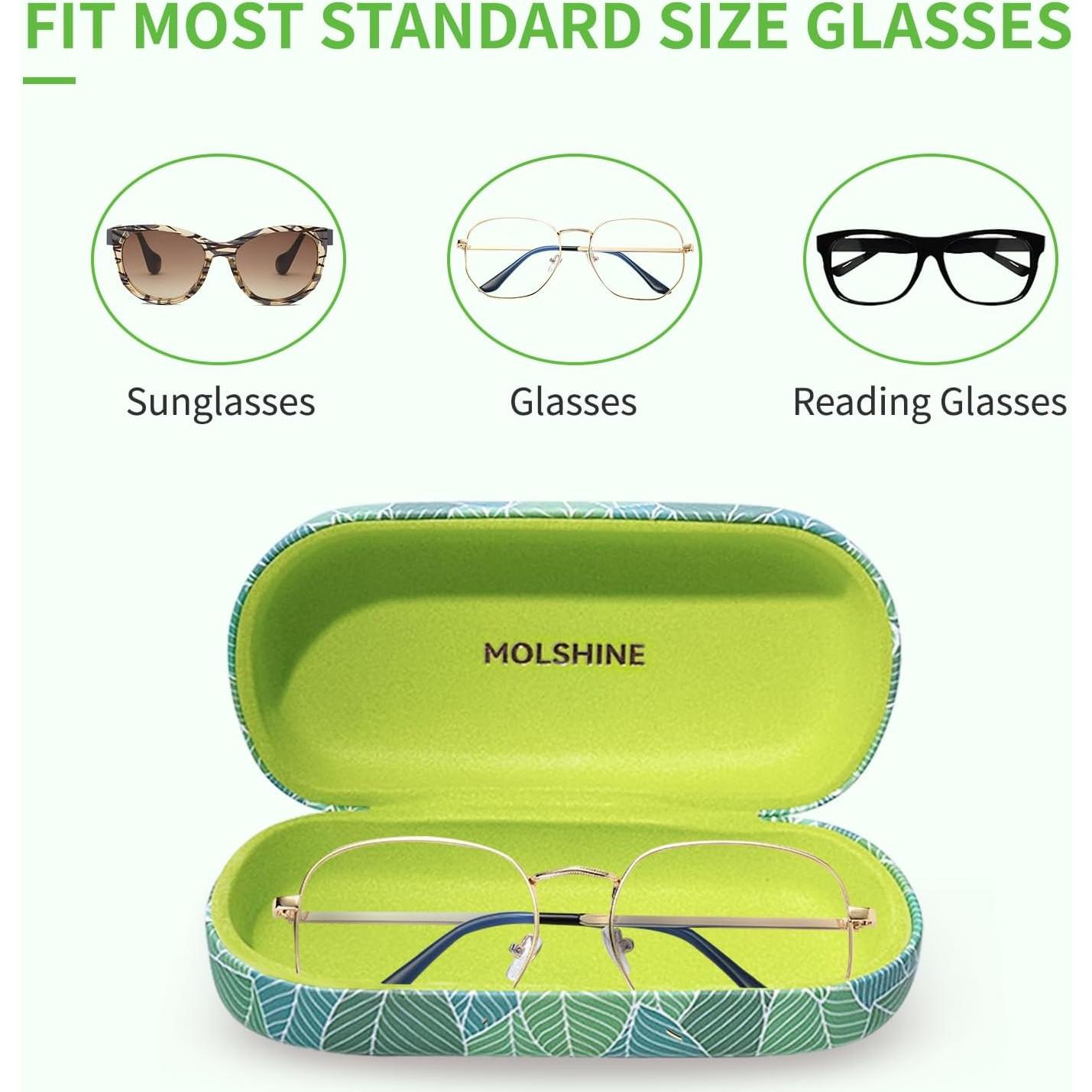 Molshine Funda Dura para Gafas de Sol Grande Color Hojas