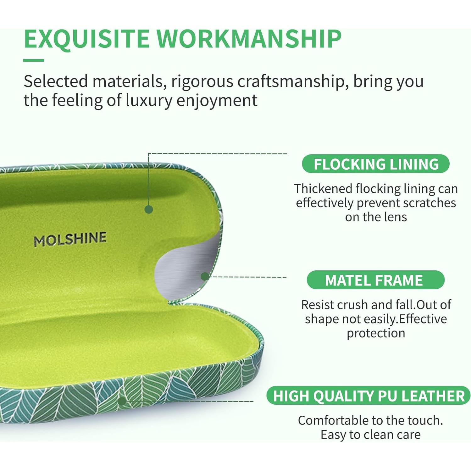Molshine Funda Dura para Gafas de Sol Grande Color Hojas