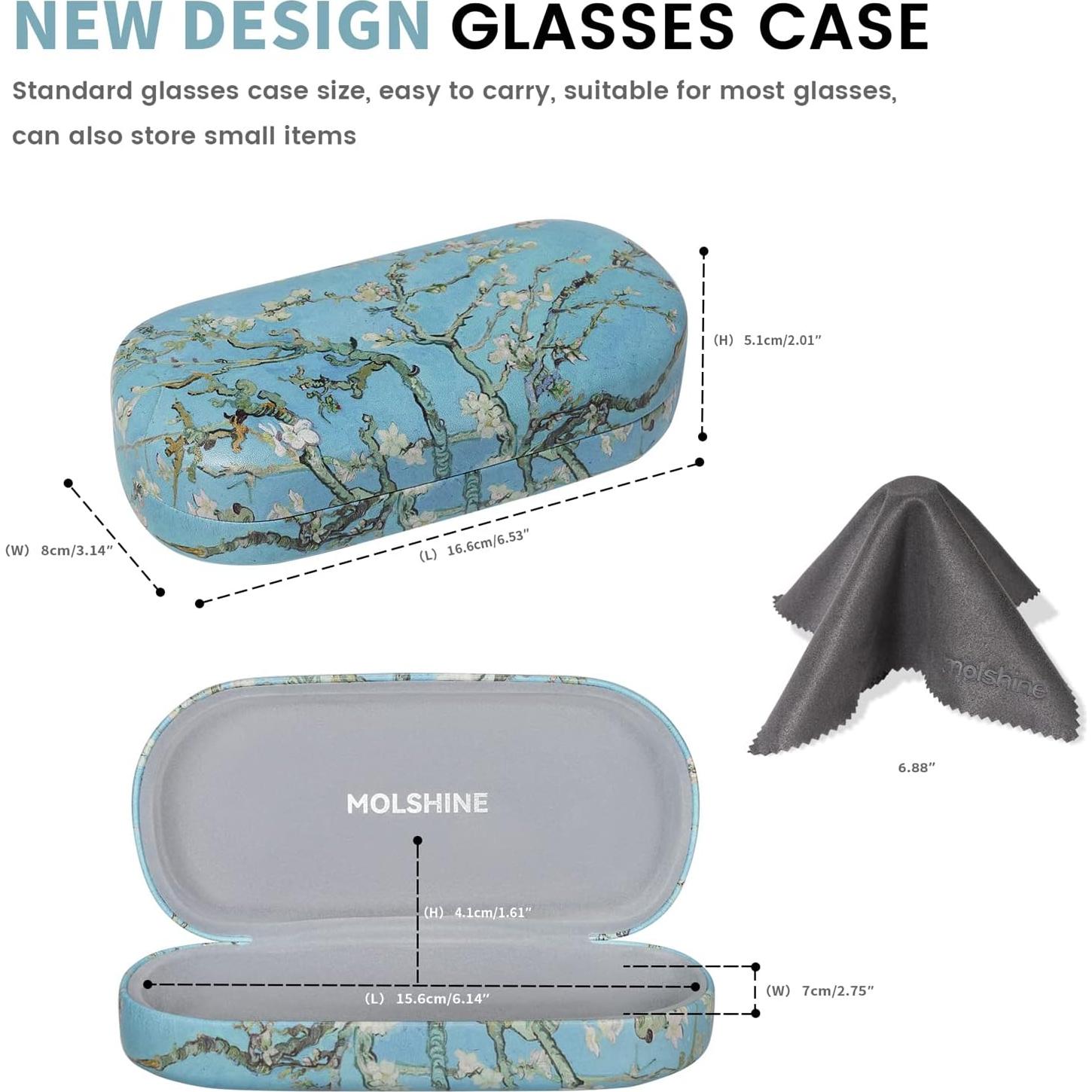 Molshine Funda Dura para Gafas de Sol Grande Gris