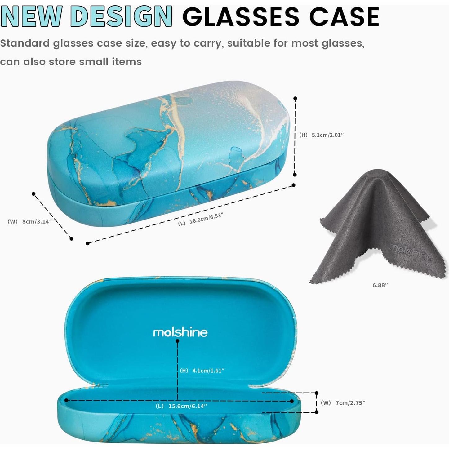 Molshine Funda Dura para Gafas de Sol Grande Cian