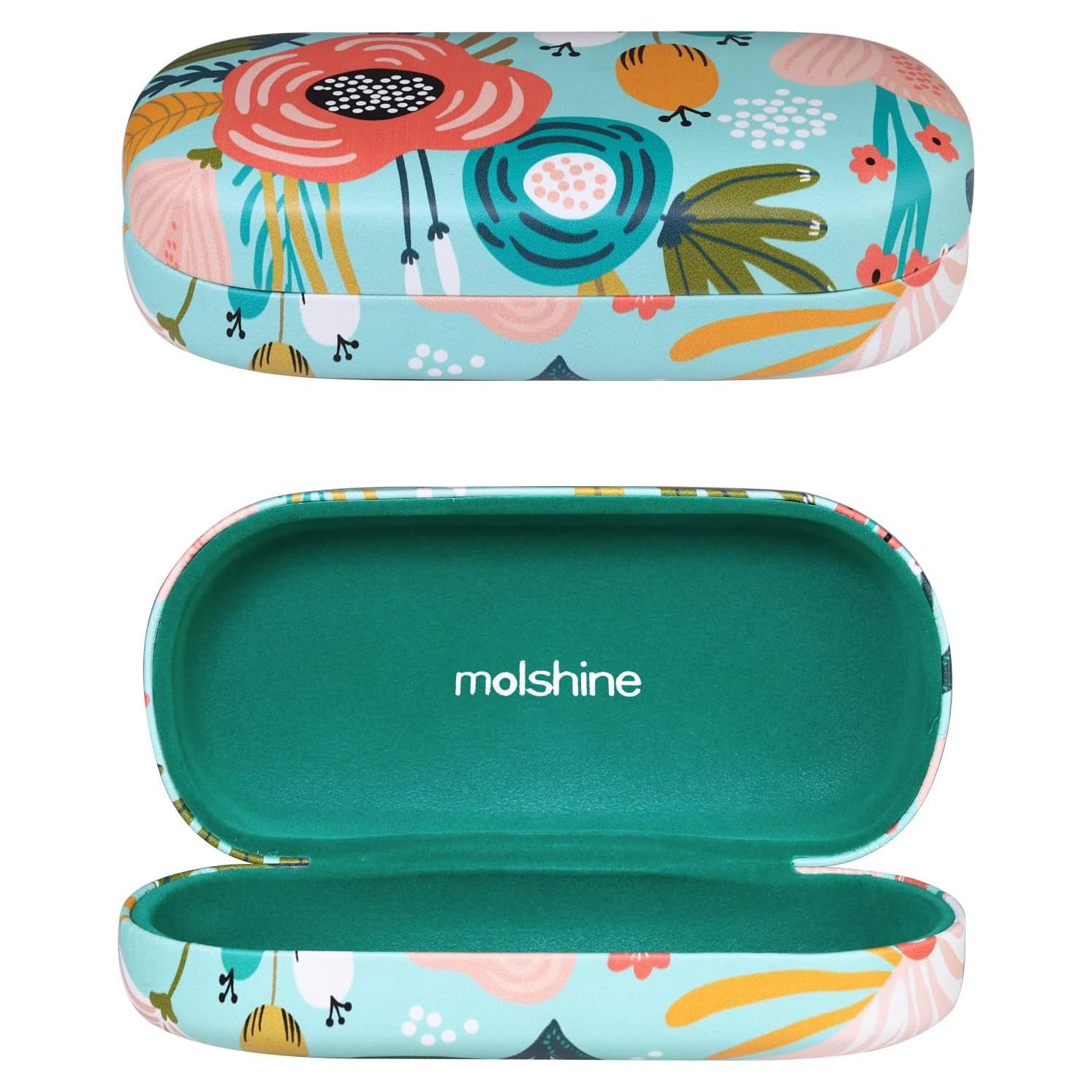 Molshine Funda Dura para Gafas de Sol Verde 15.6x7x4.1cm