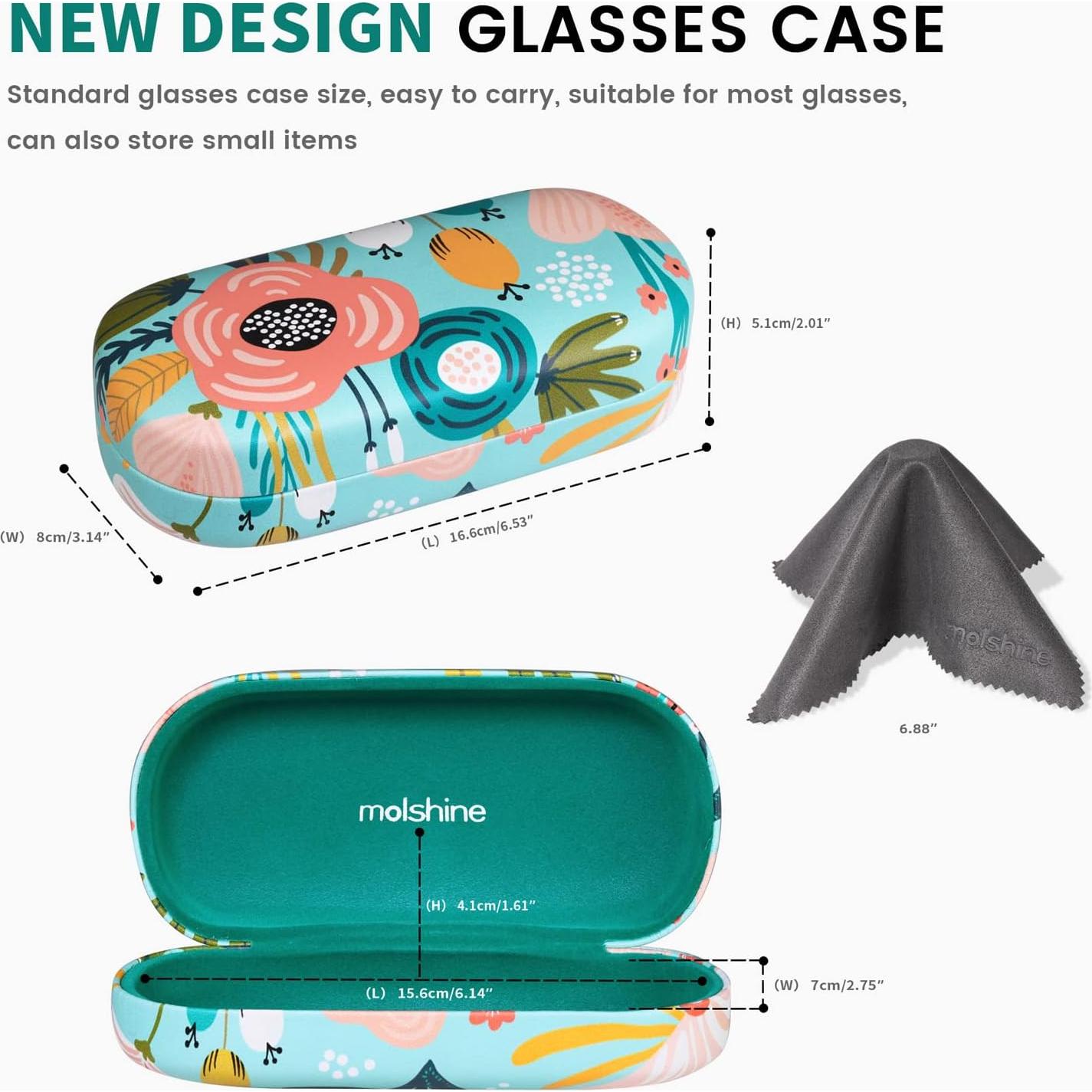 Molshine Funda Dura para Gafas de Sol Verde 15.6x7x4.1cm