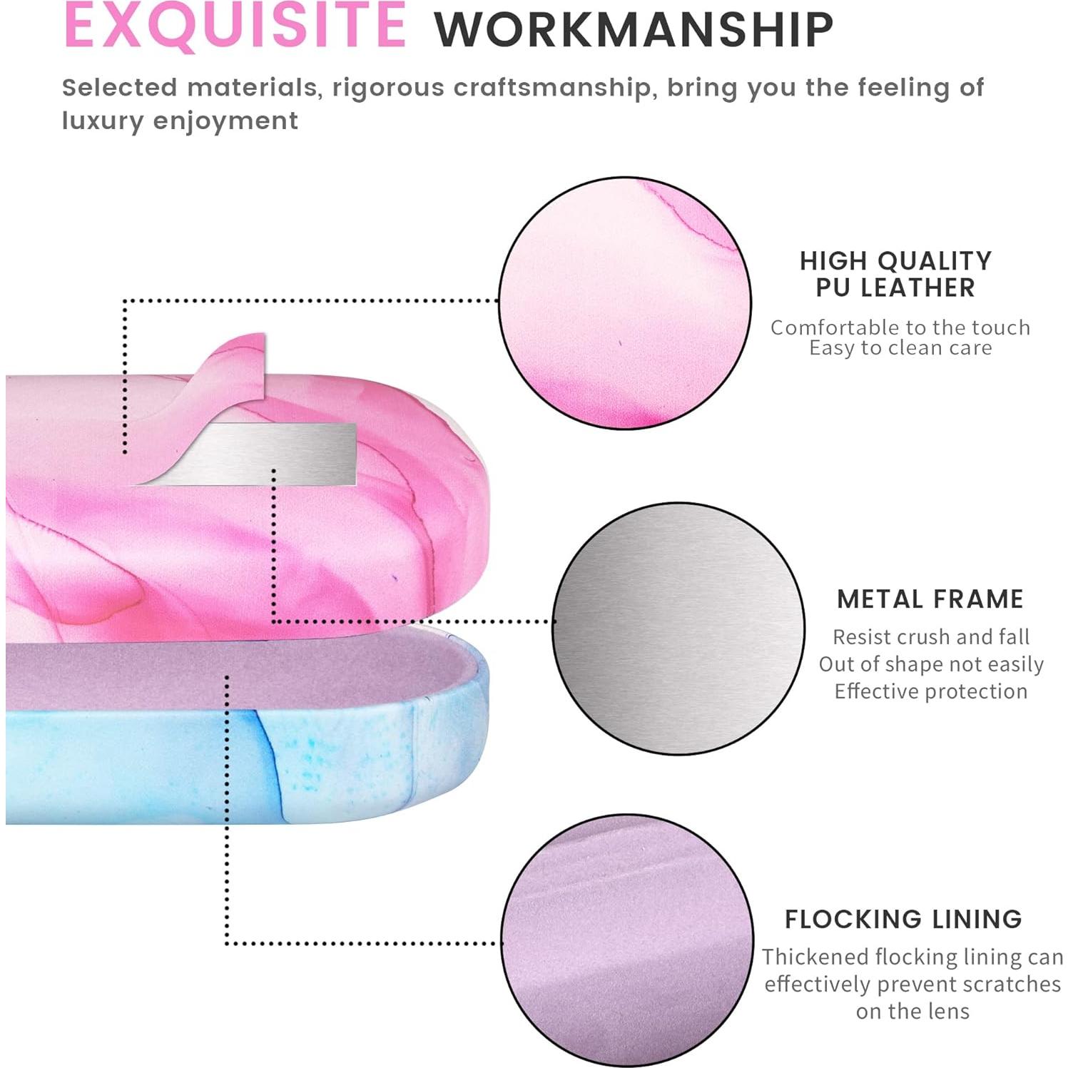 Funda Dura Molshine para Gafas de Sol Rosa Pálido 15.6x7cm