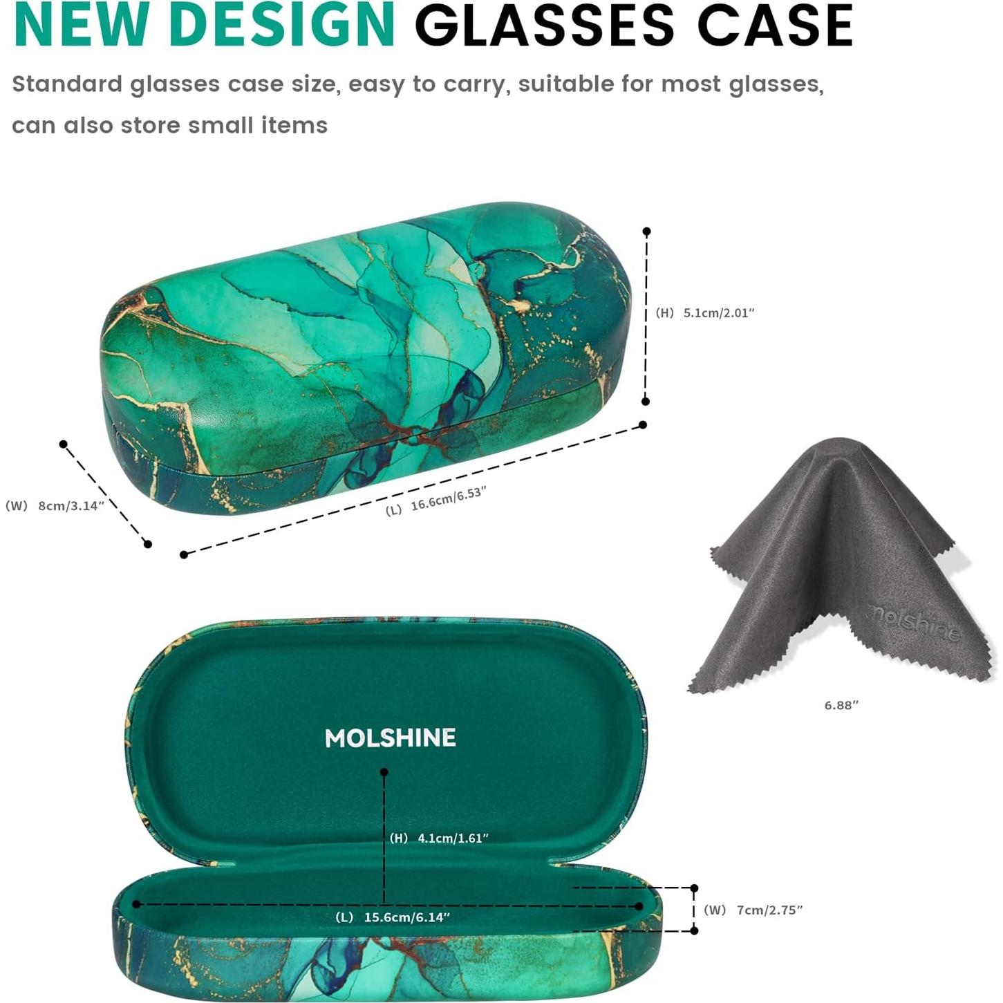 Funda Dura Molshine para Gafas Grande Verde Esmeralda