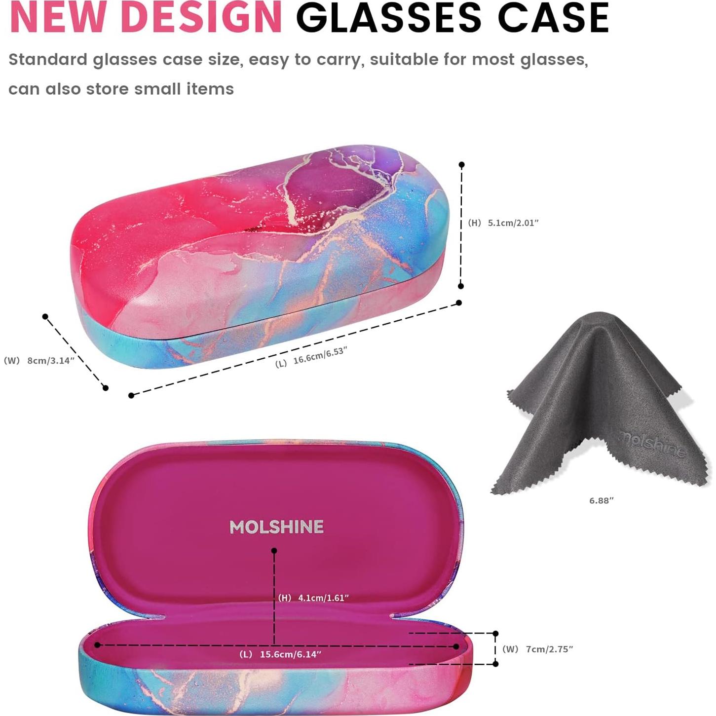 Molshine Funda Dura para Gafas de Sol Rosa 15.6x7x4.1cm