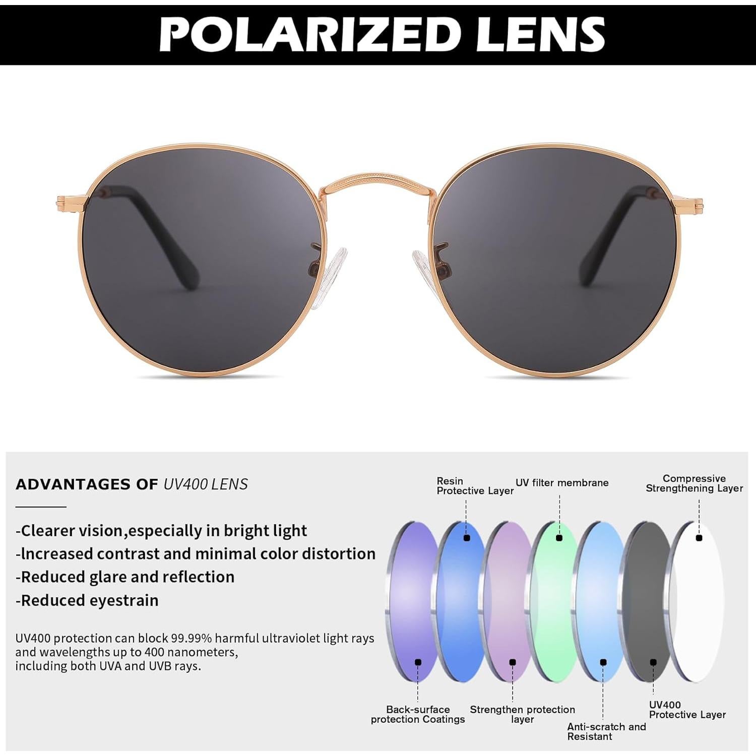 Gafas de Sol Redondas Polarizadas Pro Acme para Mujeres - Marco Dorado