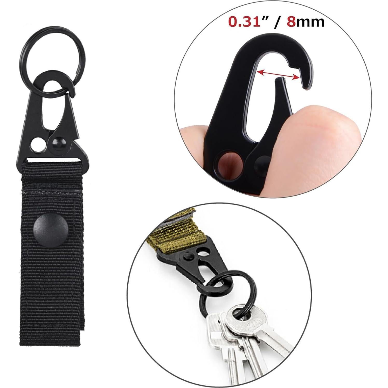 Cadena de Llavero Táctica Azarxis con Clip y Gancho 4 Pzas