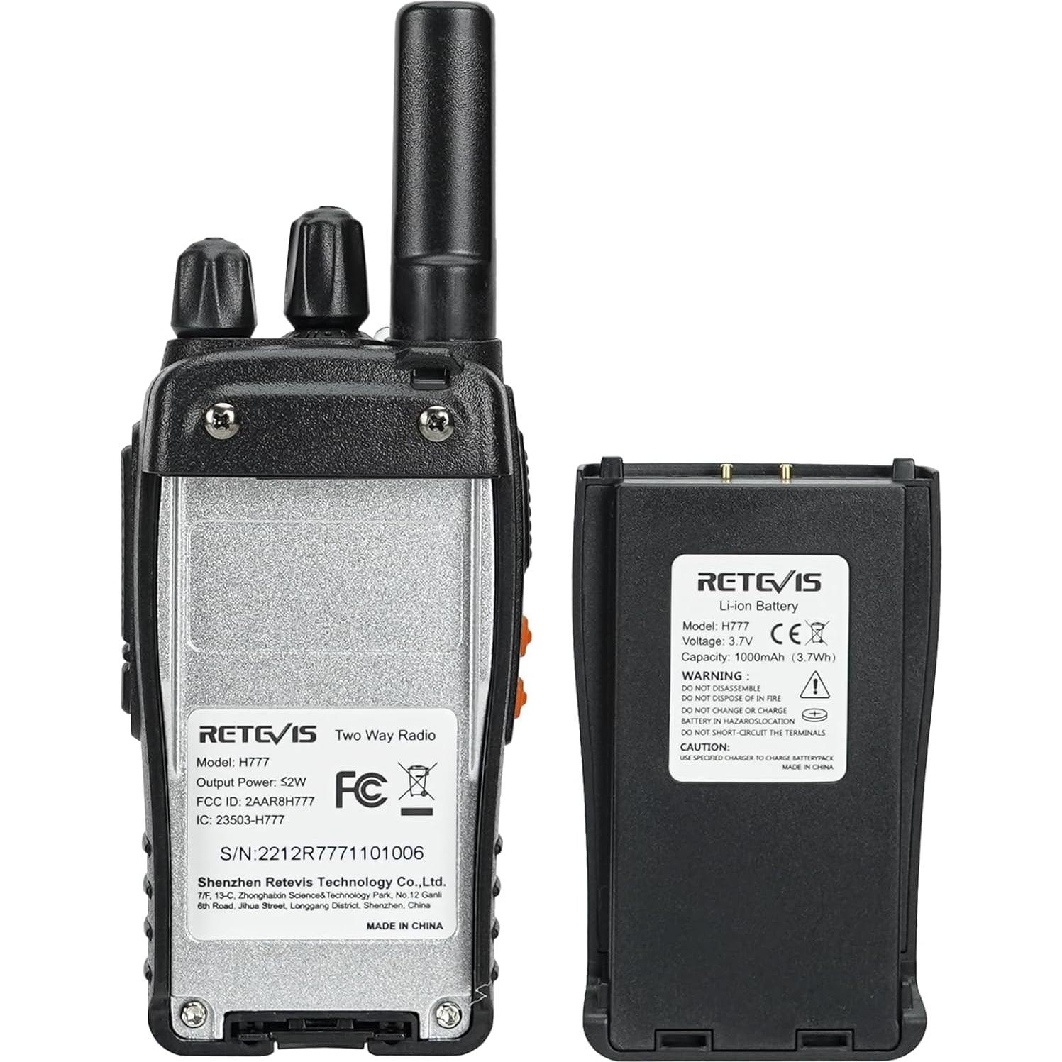 Walkie Talkies Retevis H-777 Recargables 2 Vías Largo Alcance