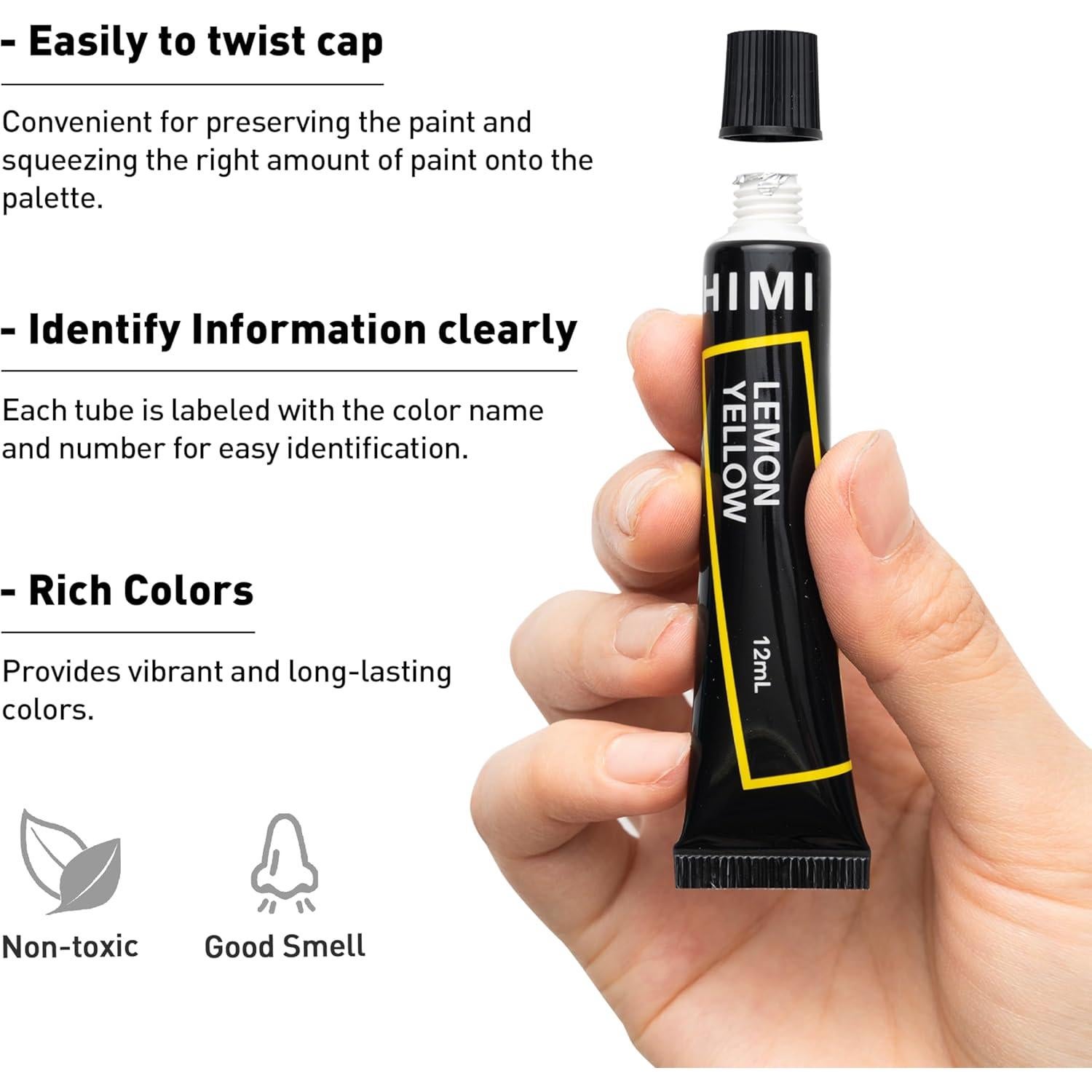 Tuberías de Pintura Acrílica HIMI 24 Colores 12ml No Tóxica