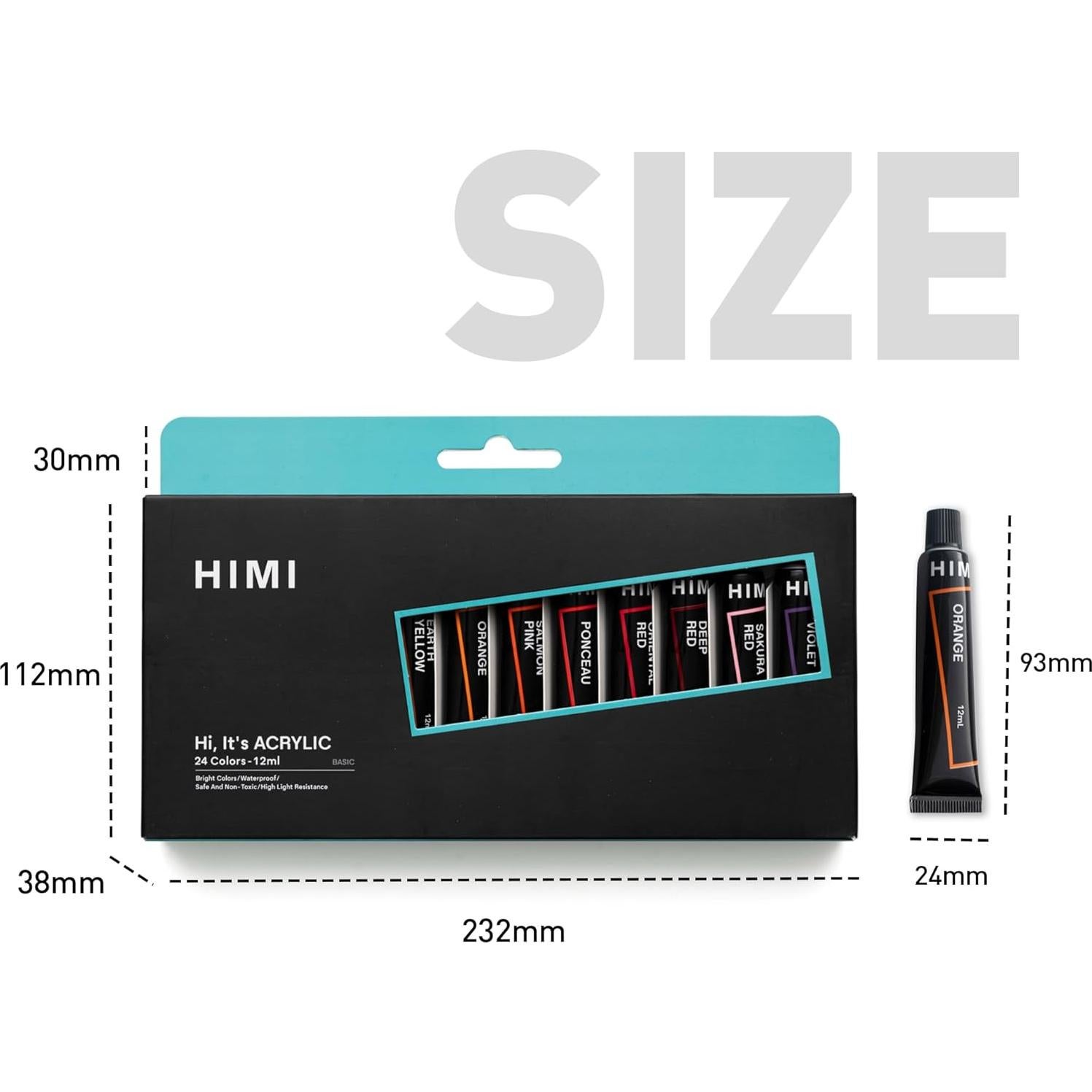Tuberías de Pintura Acrílica HIMI 24 Colores 12ml No Tóxica
