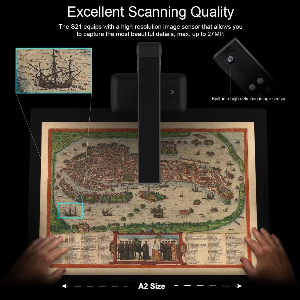 Escáner de libros VIISAN S21 A2 26MP USB OCR multilingüe