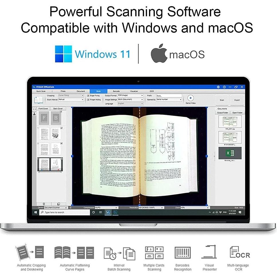 Escáner de libros VIISAN S21 A2 26MP USB OCR multilingüe