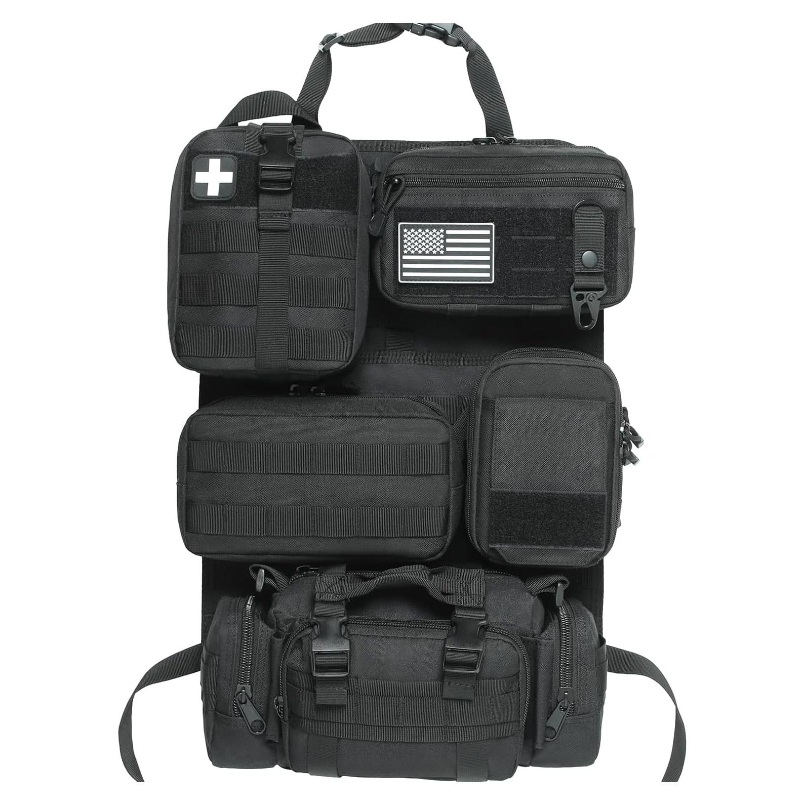 Organizador de Asiento Táctico Molle Katadem 6 Bolsas Negro