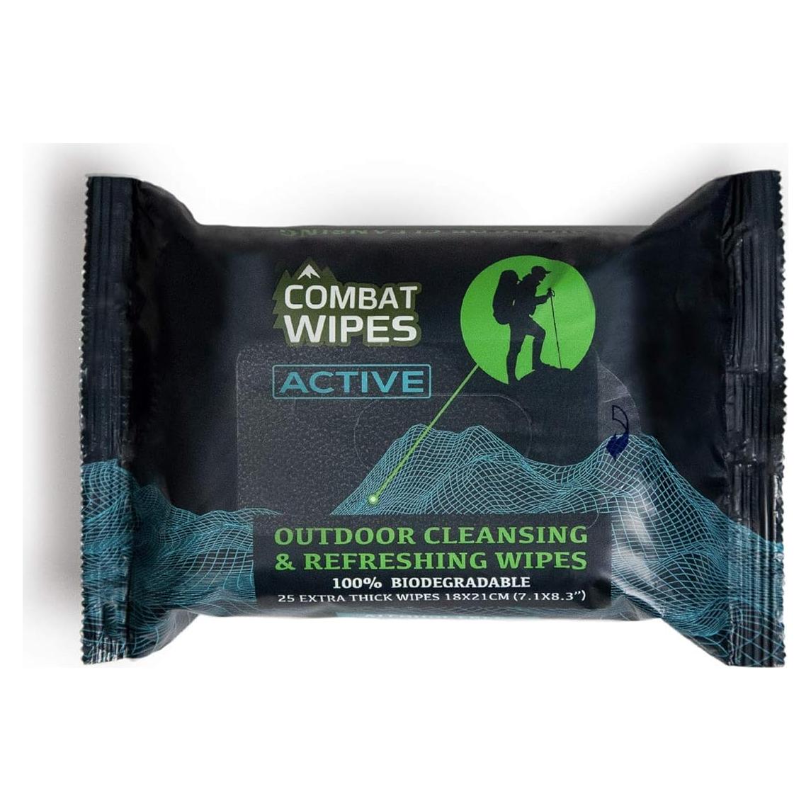 Combat Wipes ACTIVE Toallitas Húmedas Biodegradables 25 Pzas
