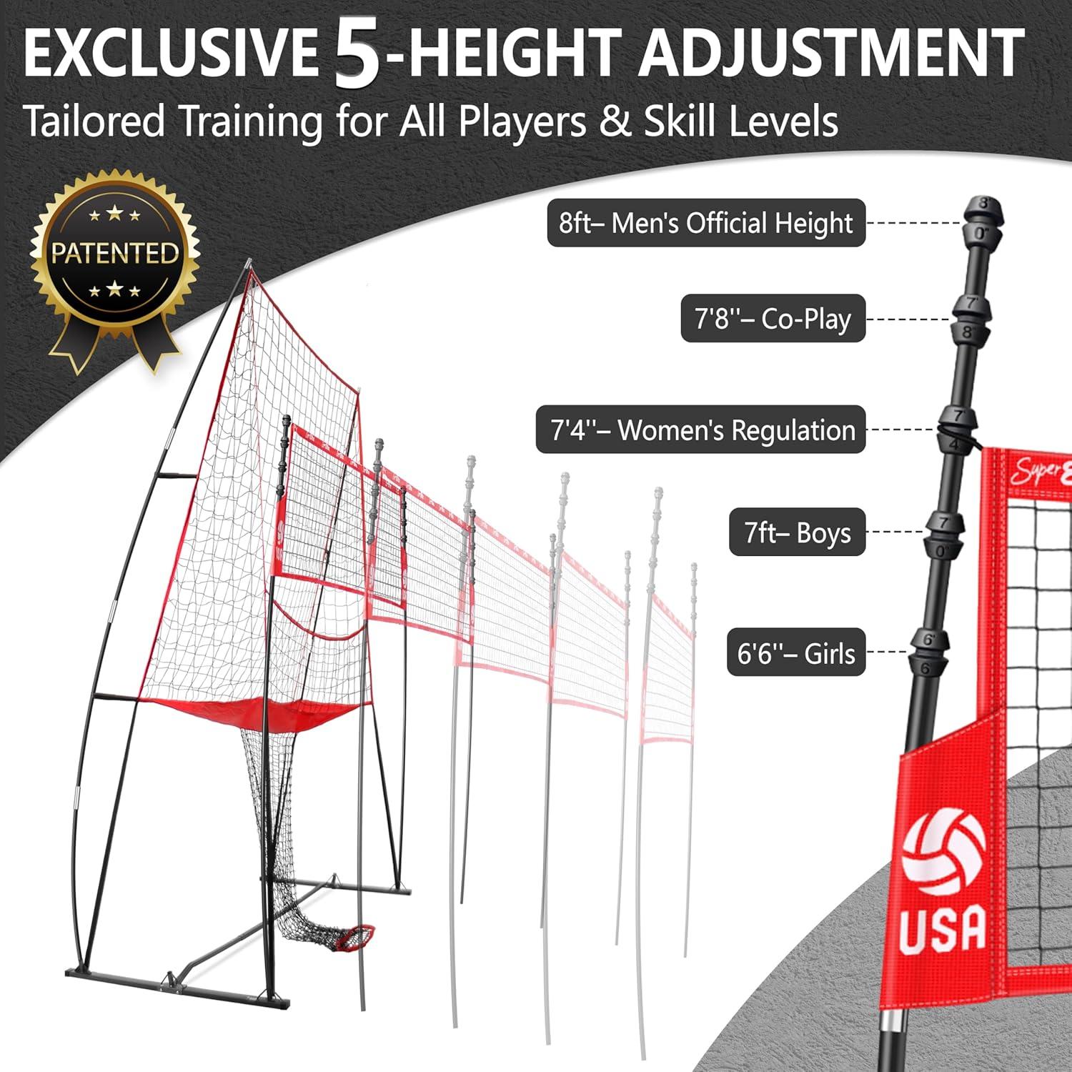 Estación de Red de Práctica de Voleibol JOLORLY 2.44m Ajustable
