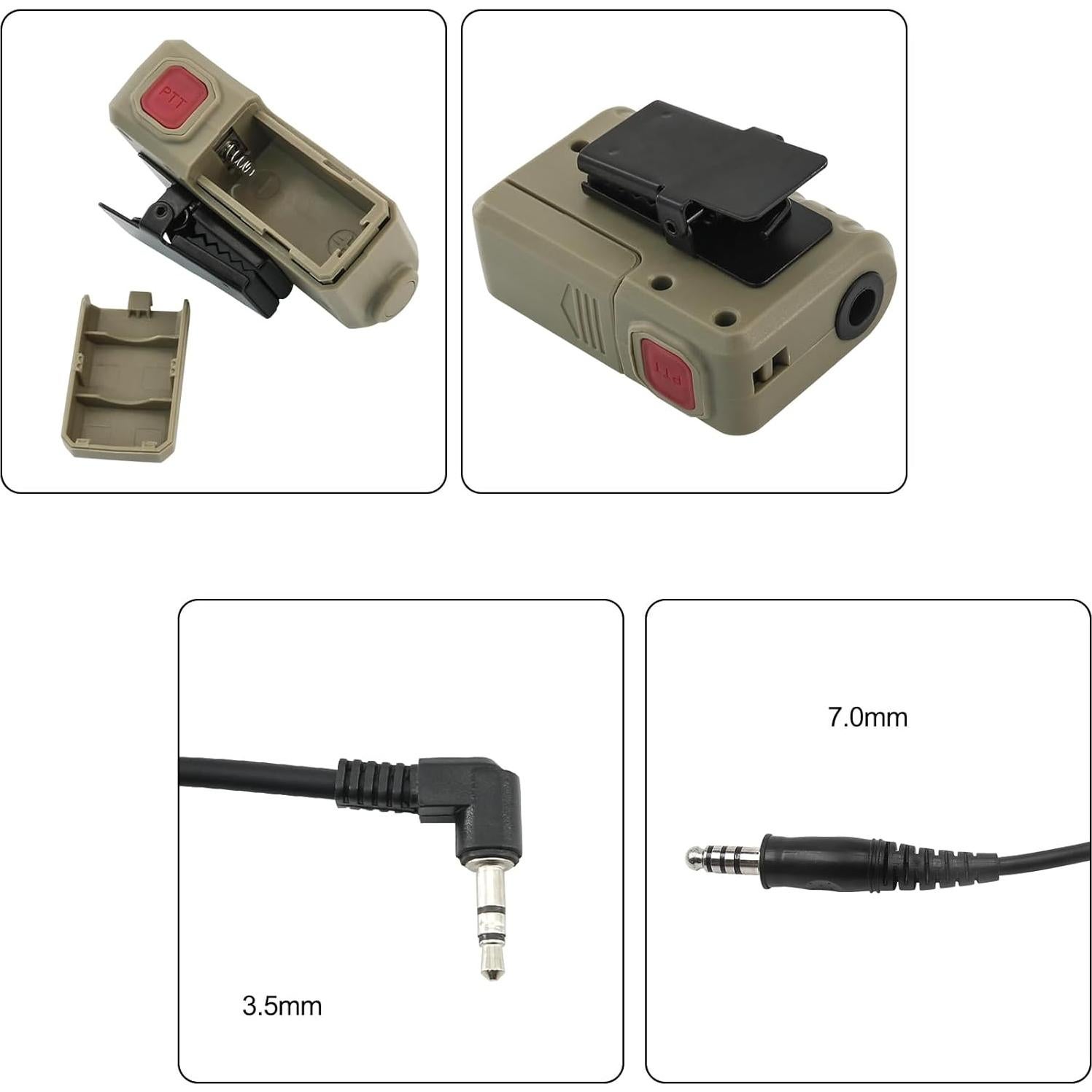 Extensión de Auriculares Tácticos TACGZGJSM U174 3.5mm Beige