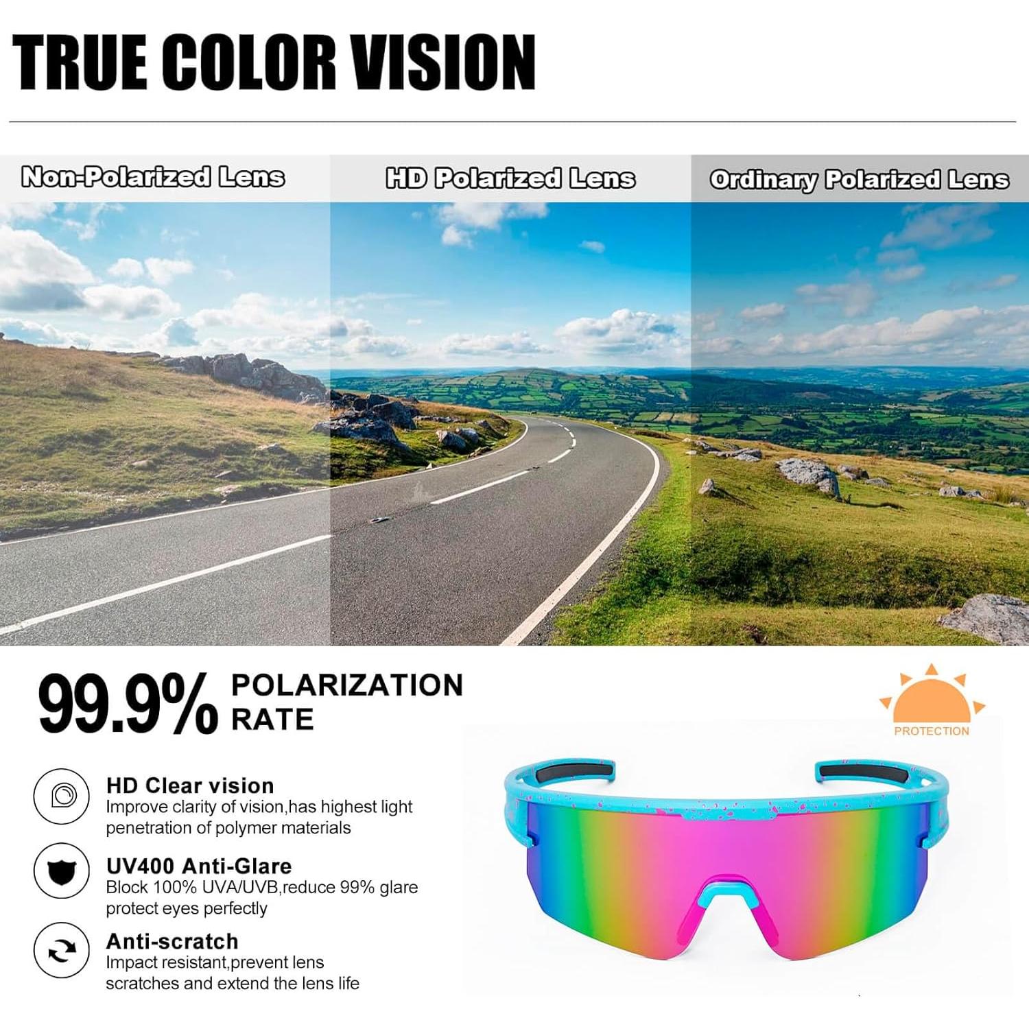 Gafas de sol AVV Baseball - Ciclismo UV400 Unisex Azul/Rosa