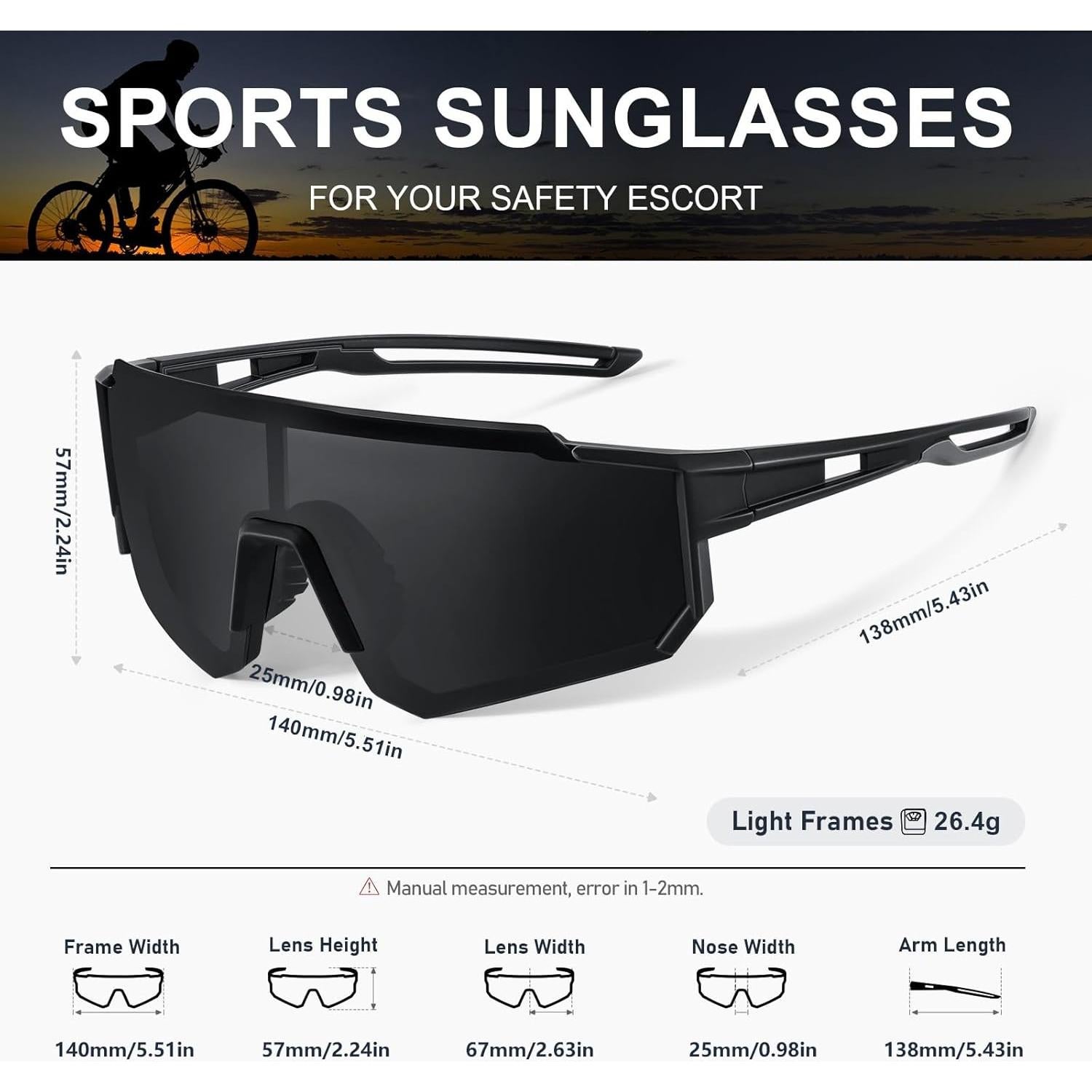 Gafas de sol deportivas TURBOPEP polarizadas UV para adultos