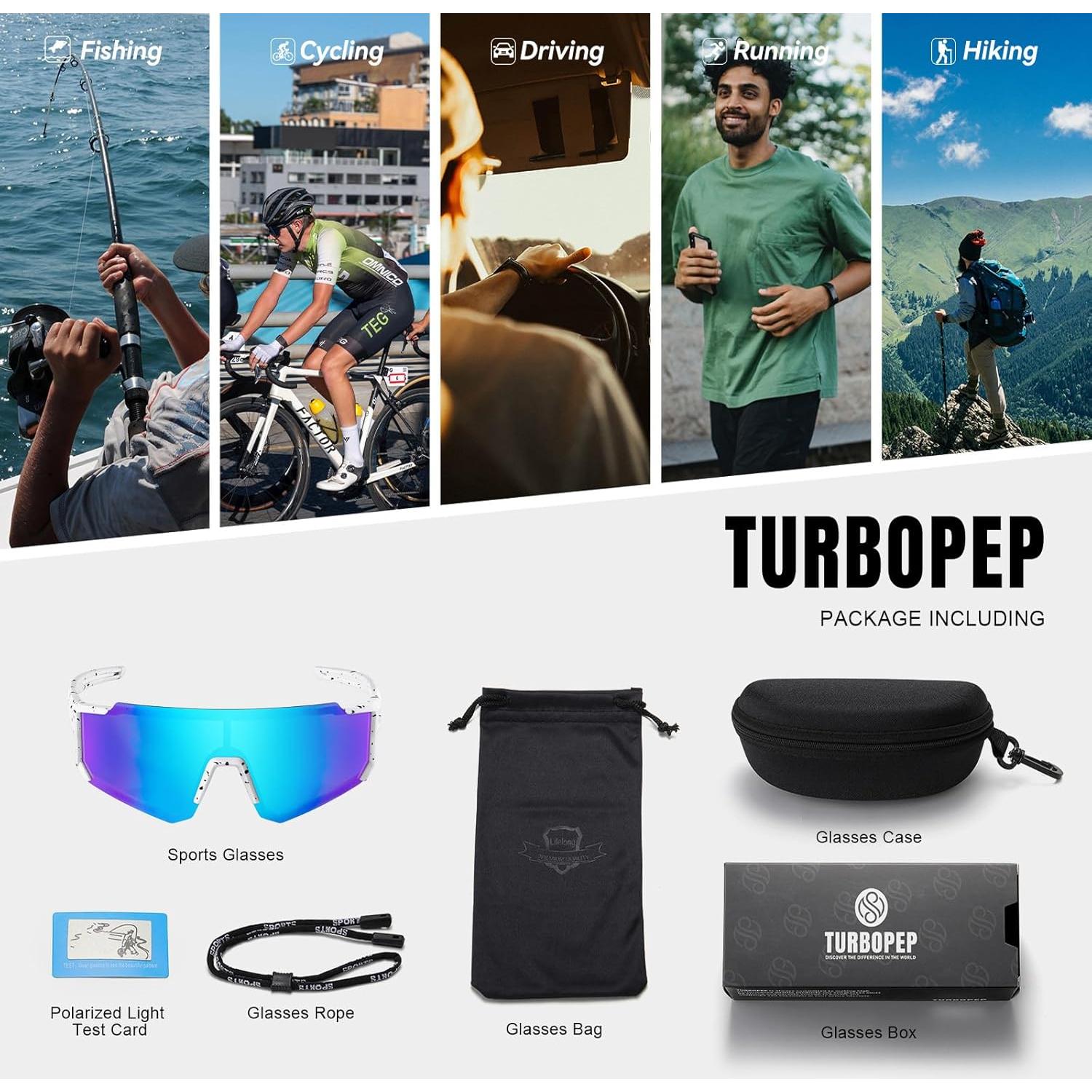 Gafas de sol TURBOPEP polarizadas UV para deportes al aire libre
