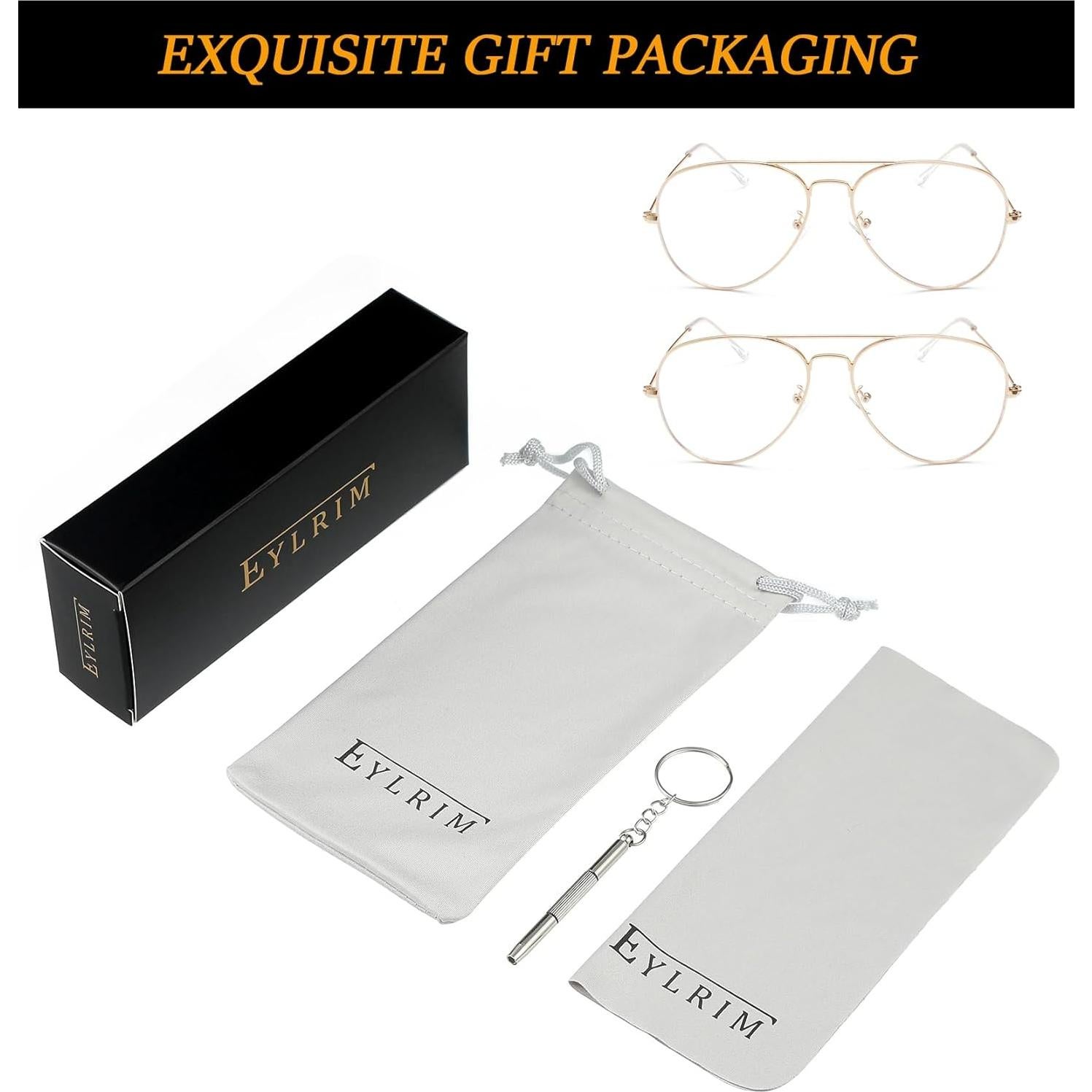 Gafas de Aviador EYLRIM con Lentes Anti Luz Azul - Unisex