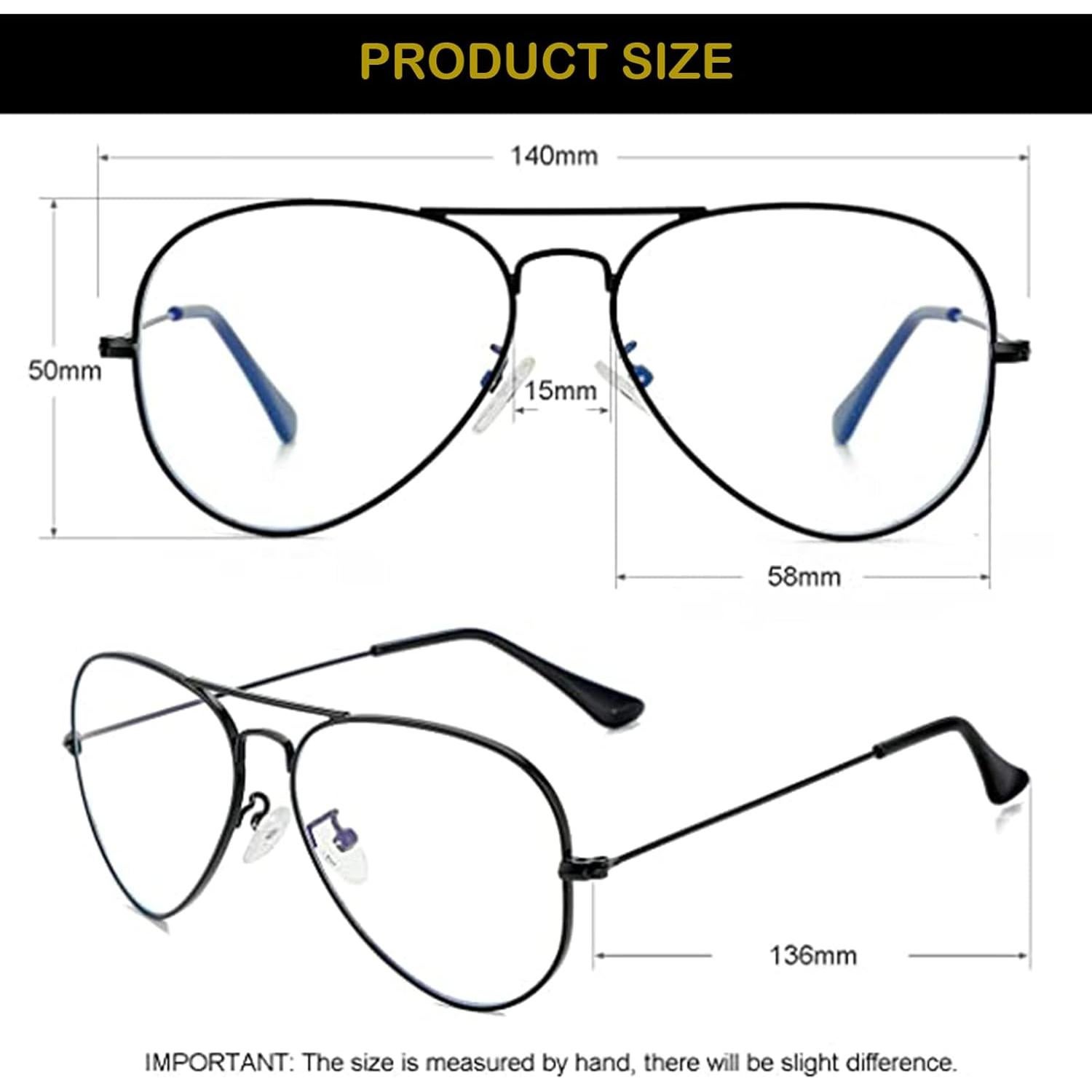 Gafas Aviador EYLRIM Unisex con Lentes Anti Luz Azul