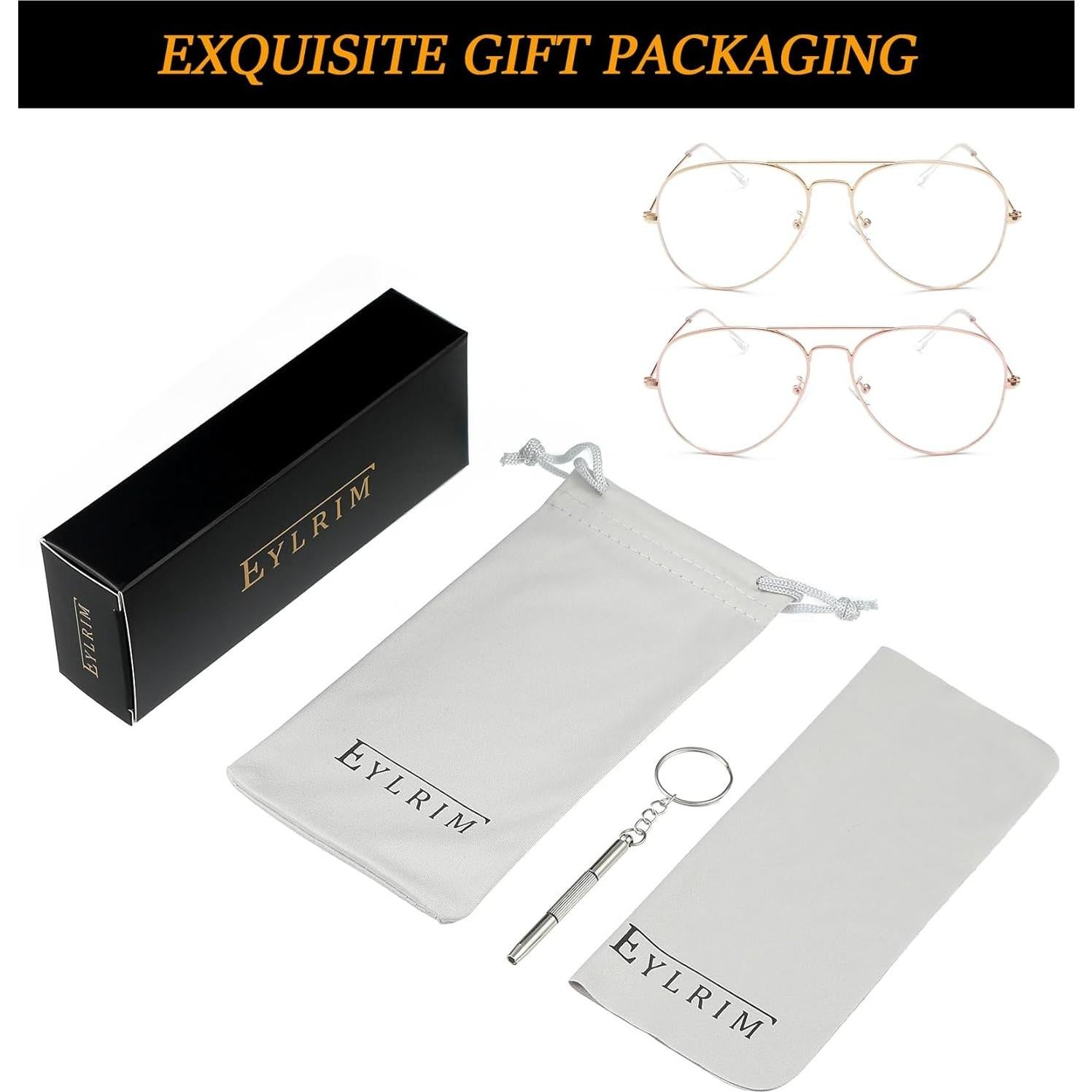 Gafas de Aviador EYLRIM con Lentes Anti Luz Azul - Unisex