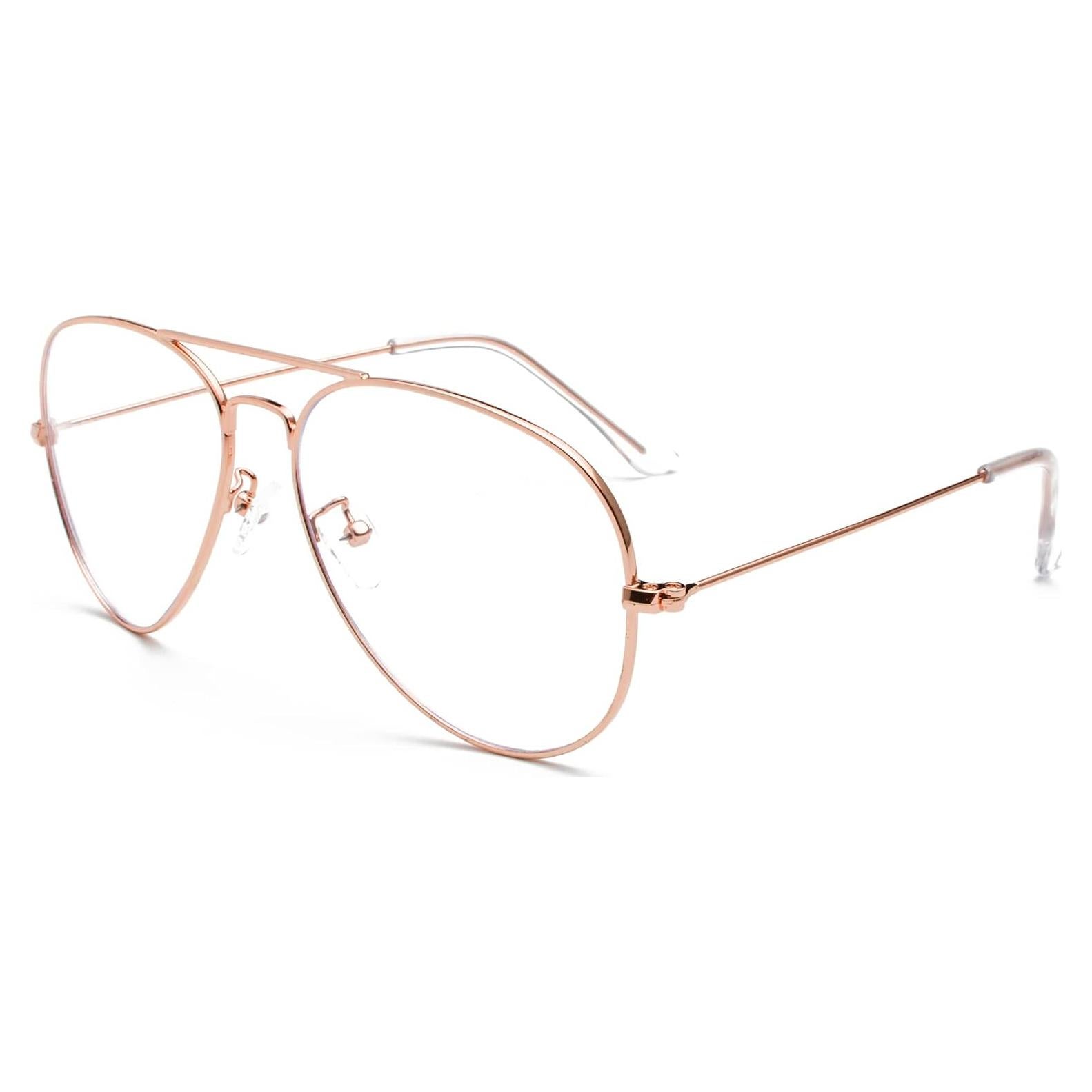 Gafas de Aviador EYLRIM Anti Luz Azul Unisex Oro Rosa