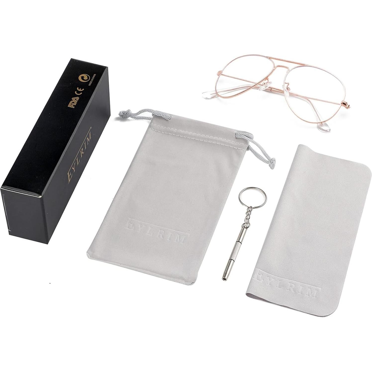 Gafas de Aviador EYLRIM Anti Luz Azul Unisex Oro Rosa