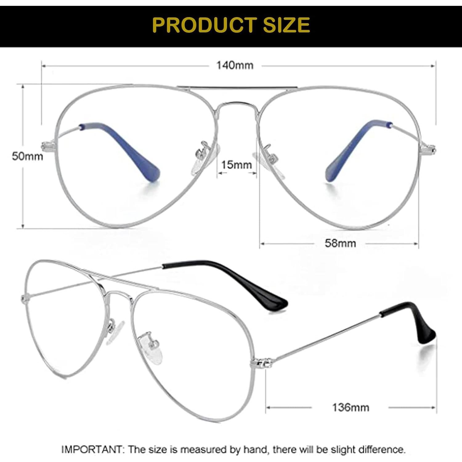 Gafas de Aviador EYLRIM Anti Luz Azul Unisex Plata